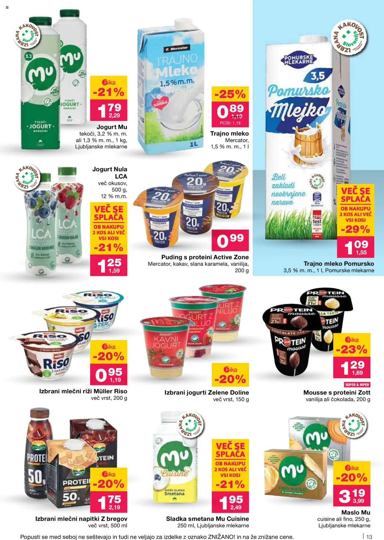 Mercator katalog │ velja od 31.07.2025 | Stran: 15 | Izdelki: Puding, Mlečni napitki, Maslo, Smetana
