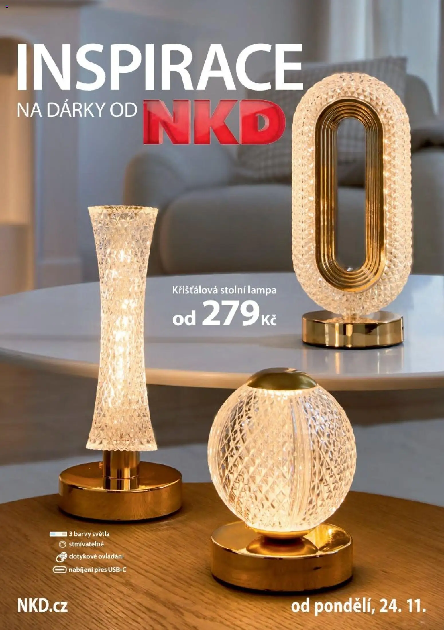 NKD leták od 24.11.2025 | Strana: 1 | Produkty: Stolní lampa, Lampa, Barvy