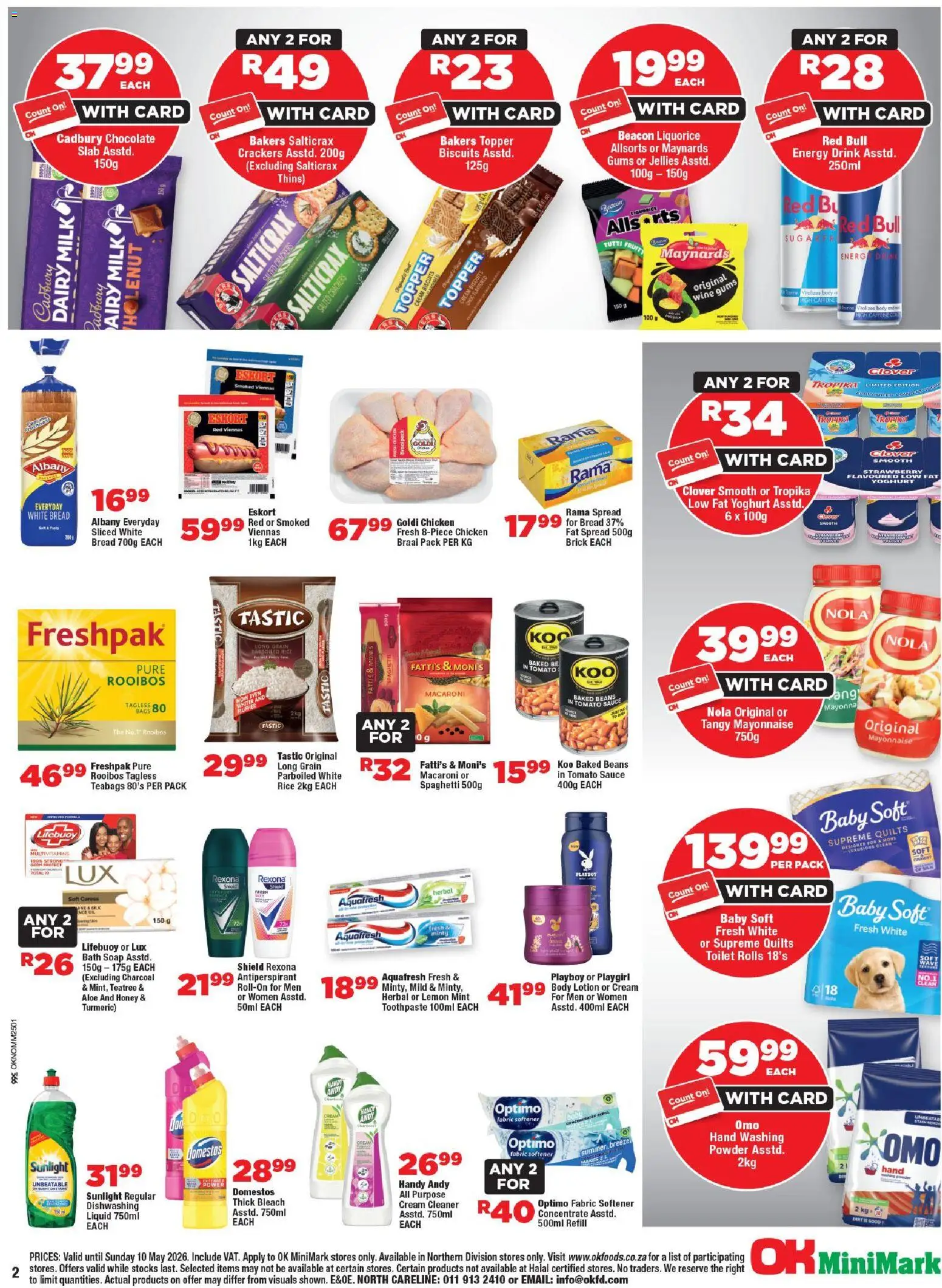 New OK Foods catalogue – valid from 24.04.2026 | Page: 2 | Products: Chicken, Rice, Cream, Washing powder
