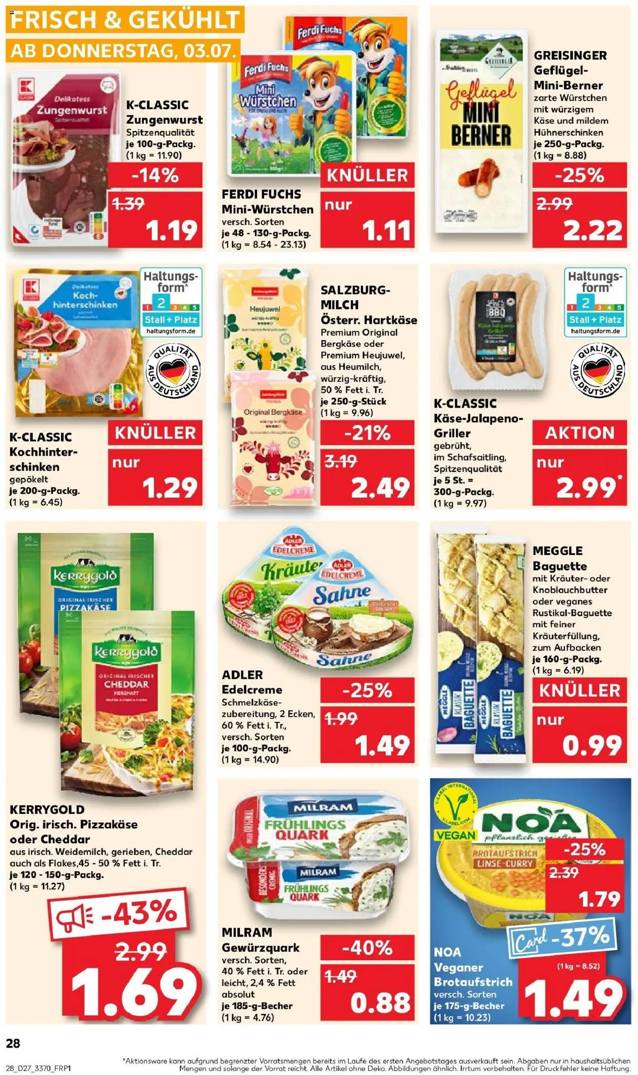 Kaufland prospekt Strausberg	 - gültig ab dem 03.07.2025 | Seite: 28 | Produkte: Quark, Milch, Milram, Schinken