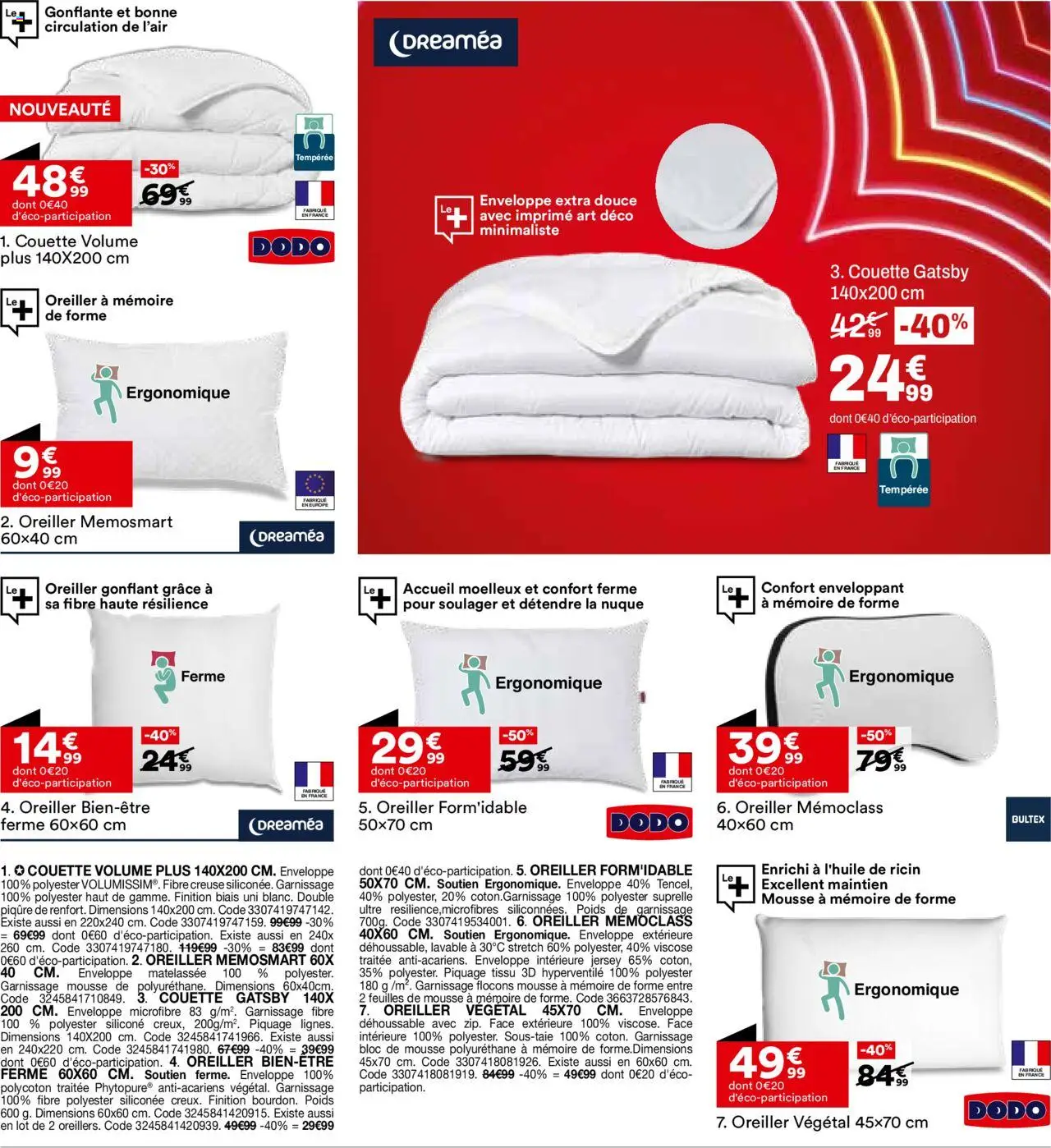 {H1} | Page: 35 | Produits: Flocons, Poids, Enveloppe, Oreiller