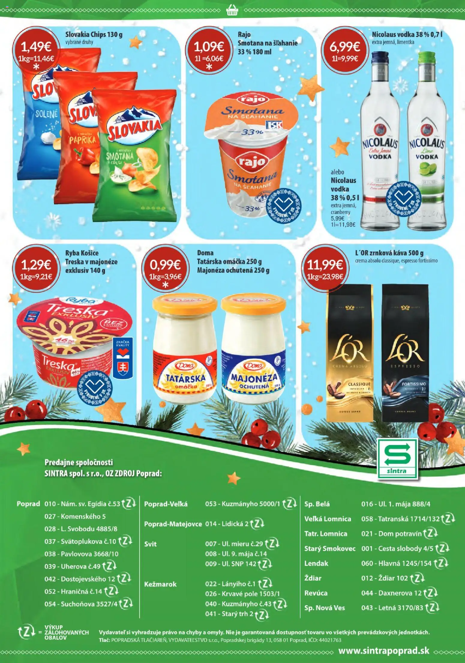 Nové Sintra akcie – leták je platný od 15.12.2025 | Strana: 24 | Produkty: Smotana, Ryba, Tatárska omáčka, Treska