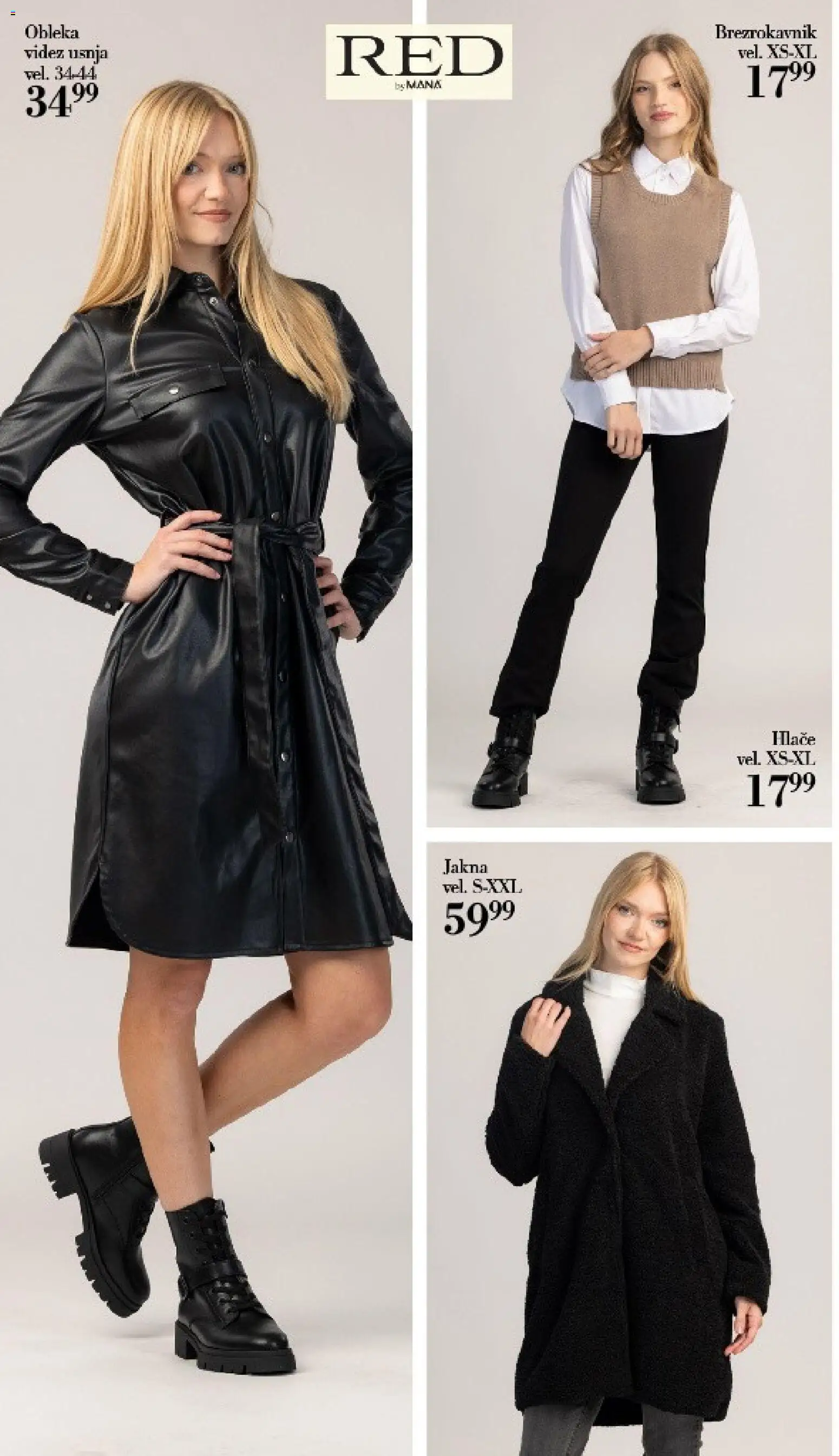 Novi Mana katalog ponudbe – veljaven od 12.11.2025 | Stran: 4 | Izdelki: Brezrokavnik, Jakna, Obleka