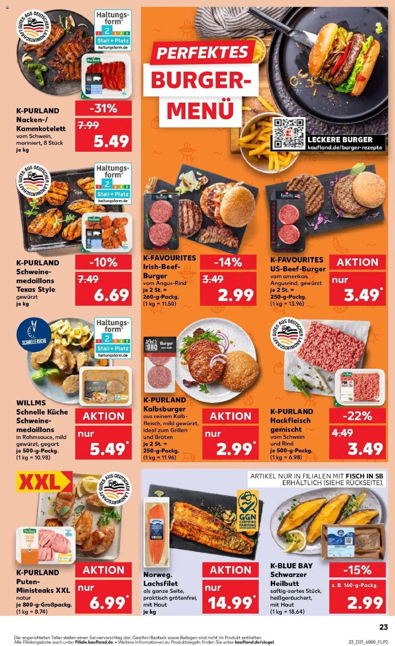 Kaufland prospekt Bad Kreuznach	 - gültig ab dem 22.05.2025 | Seite: 23 | Produkte: Küche, Burger, Fisch, Hackfleisch