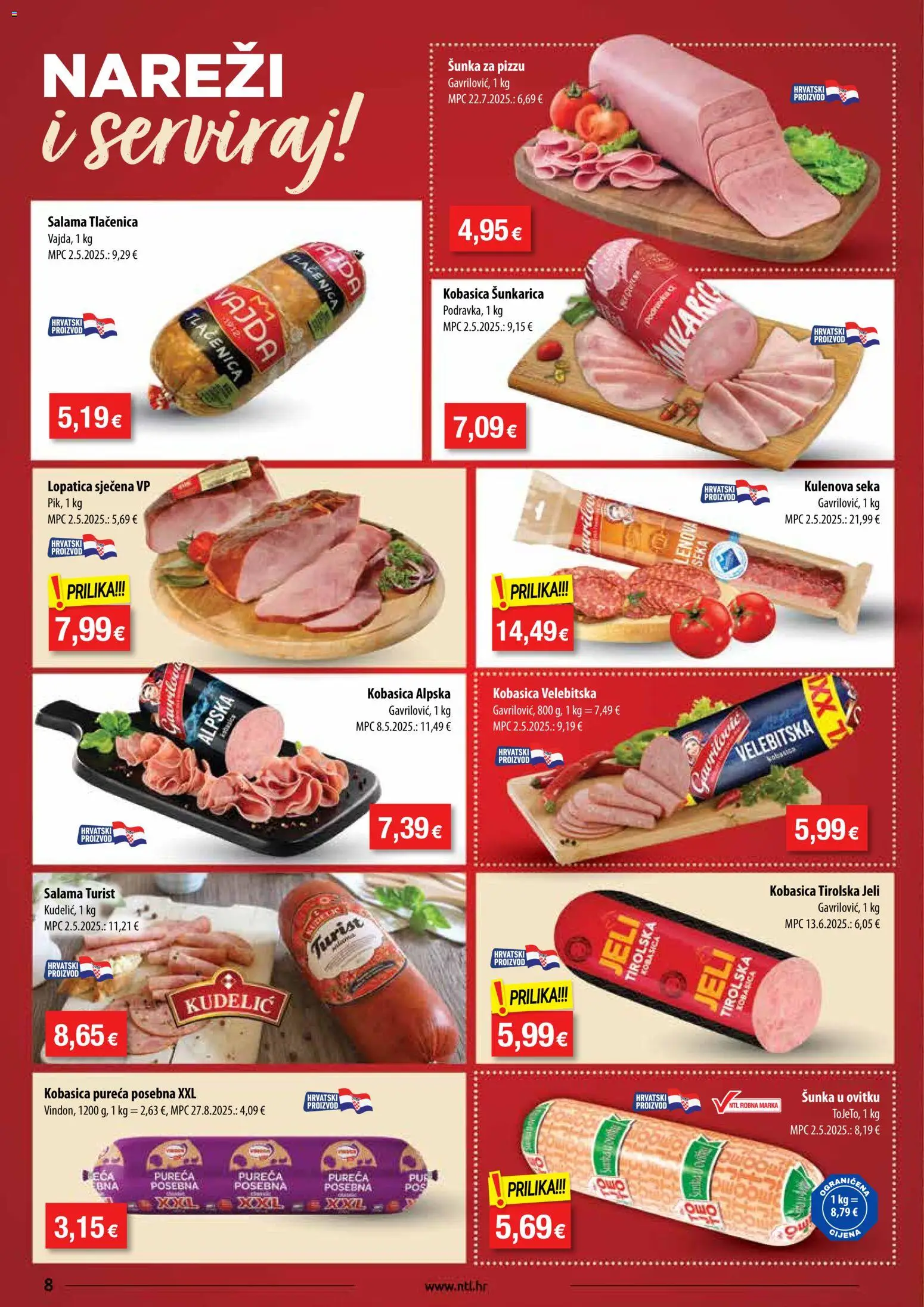 NTL katalog | vrijedi od 22.10.2025 | Stranica: 8 | Proizvodi: Salama, Šunka, Kobasica, Lopatica