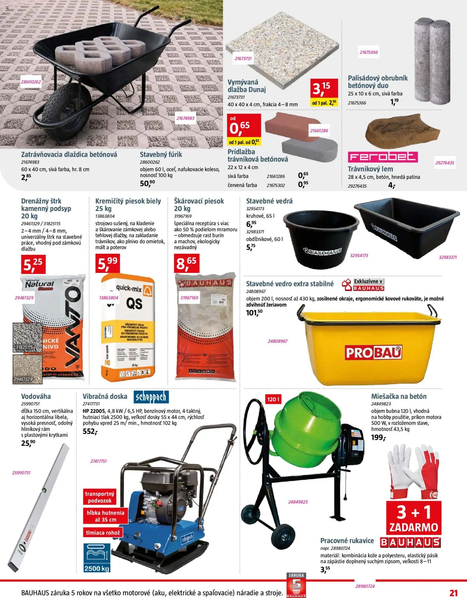 Nové Bauhaus akcie – leták je platný od 09.03.2026 | Strana: 21 | Produkty: Vibračná doska, Rám, Náradie, Dlažba