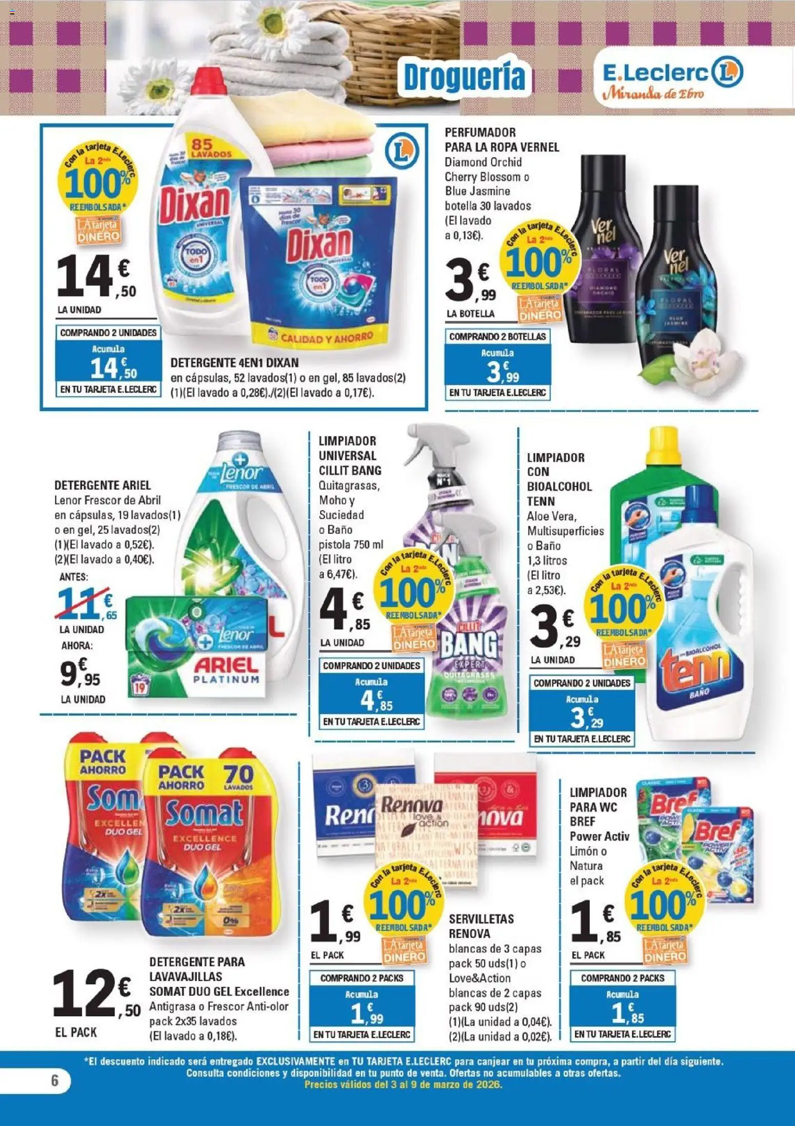E.Leclerc - Miranda de Ebro │ válido desde el 03.03.2026 | Página: 6 | Productos: Detergente, Ropa, Lavavajillas, Baño