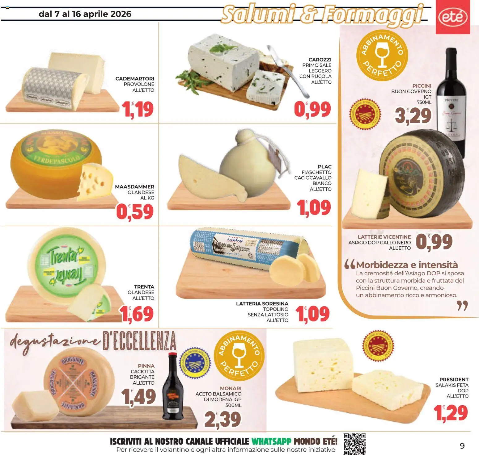 Volantino Eté del 07.04.2026 | Pagina: 9 | Prodotti: Provolone, Sale, Aceto, Feta