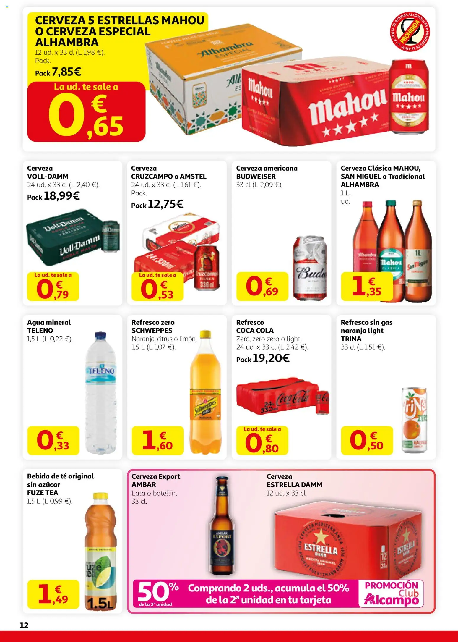 Alcampo - HP Catalán │ válido desde el 12.02.2026 | Página: 12 | Productos: Cerveza, Té, Agua mineral