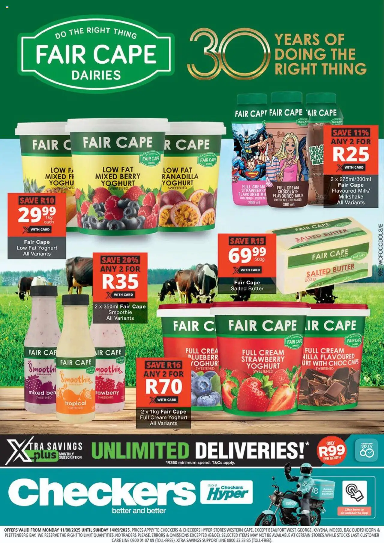 Checkers Western Cape - Fair Cape Promotion │ valid from 11.08.2025 | Page: 1 | Products: Cap, Yoghurt, Milk, Cream