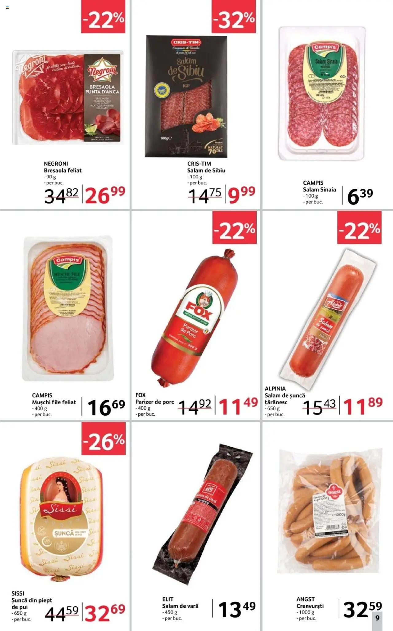 Noul catalog Selgros – valabil de la 17.10.2025 | Pagină: 9 | Produse: Crenvurști, Salam, Șuncă, Parizer