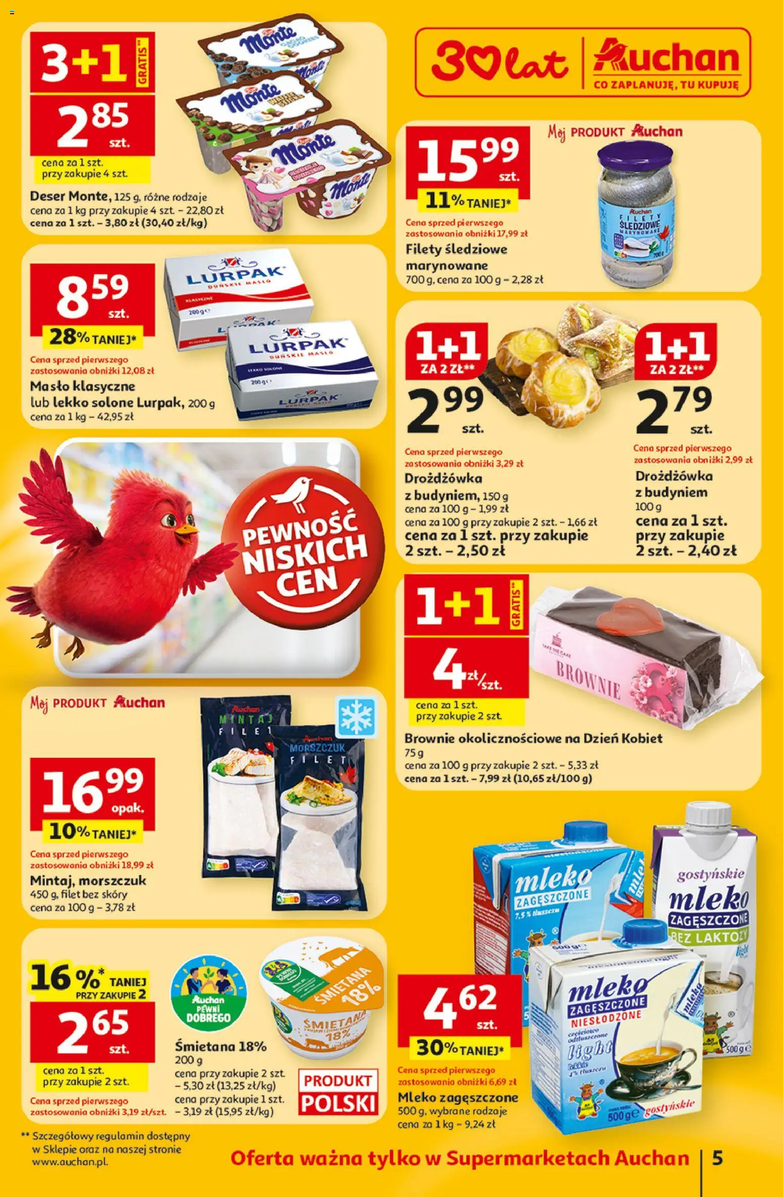 Auchan gazetka od 05.03.2026 | Strona: 5 | Produkty: Bez laktozy, Mleko, Brownie, Śmietana
