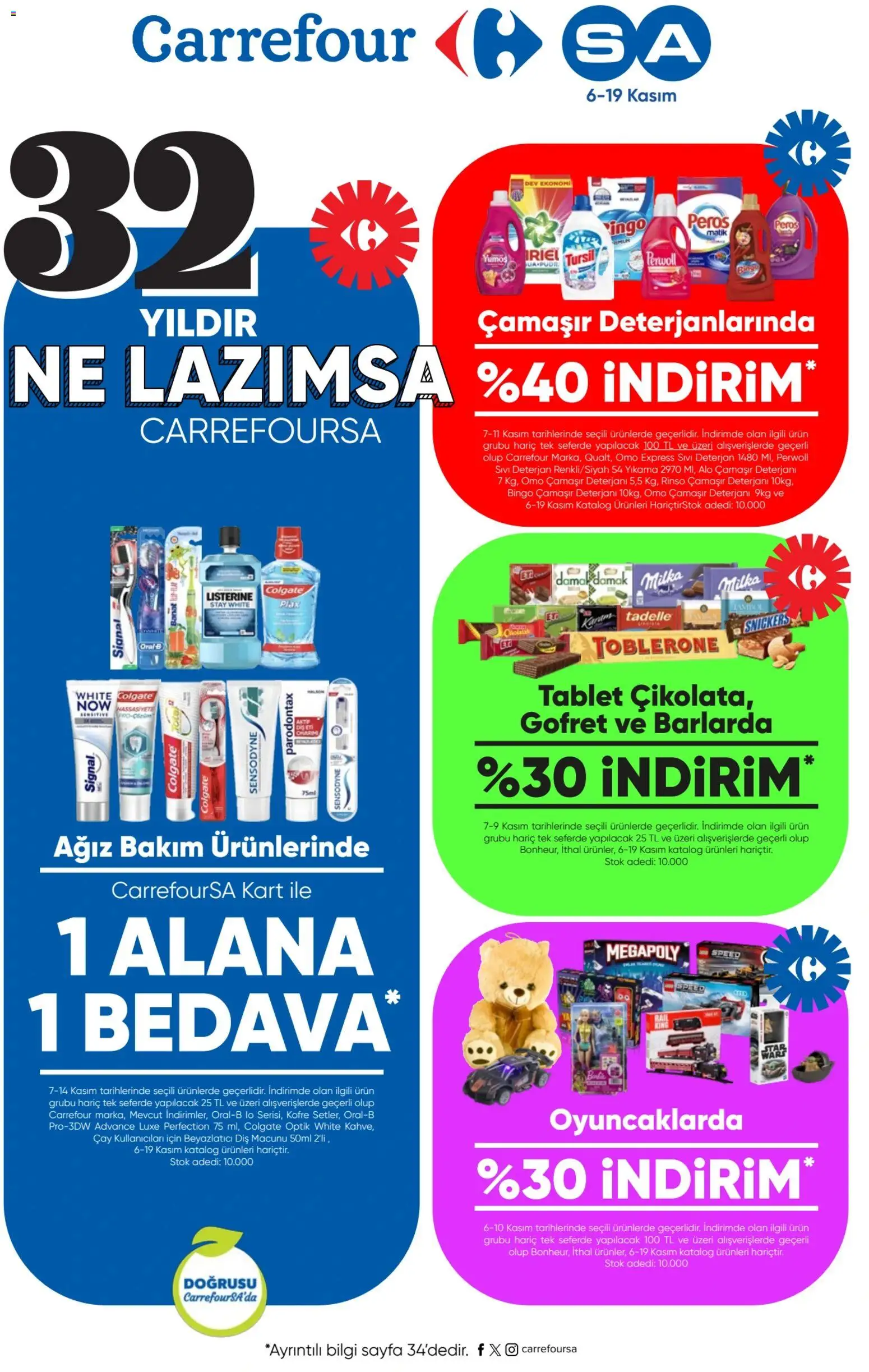 CarrefourSA Katalog - 06.11.2025 tarihinden itibaren geçerlidir | Sayfa: 1 | Ürünler: Diş macunu, Çamaşır deterjanı, Deterjan, Tablet