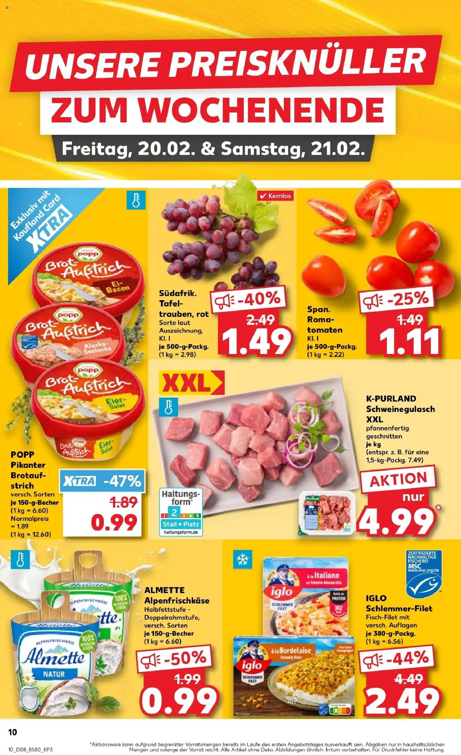 Kaufland prospekt Waldshut-Tiengen	 – gültig ab 19.02.2026 | Seite: 26 | Produkte: Schweinegulasch, Almette, Iglo, Salat