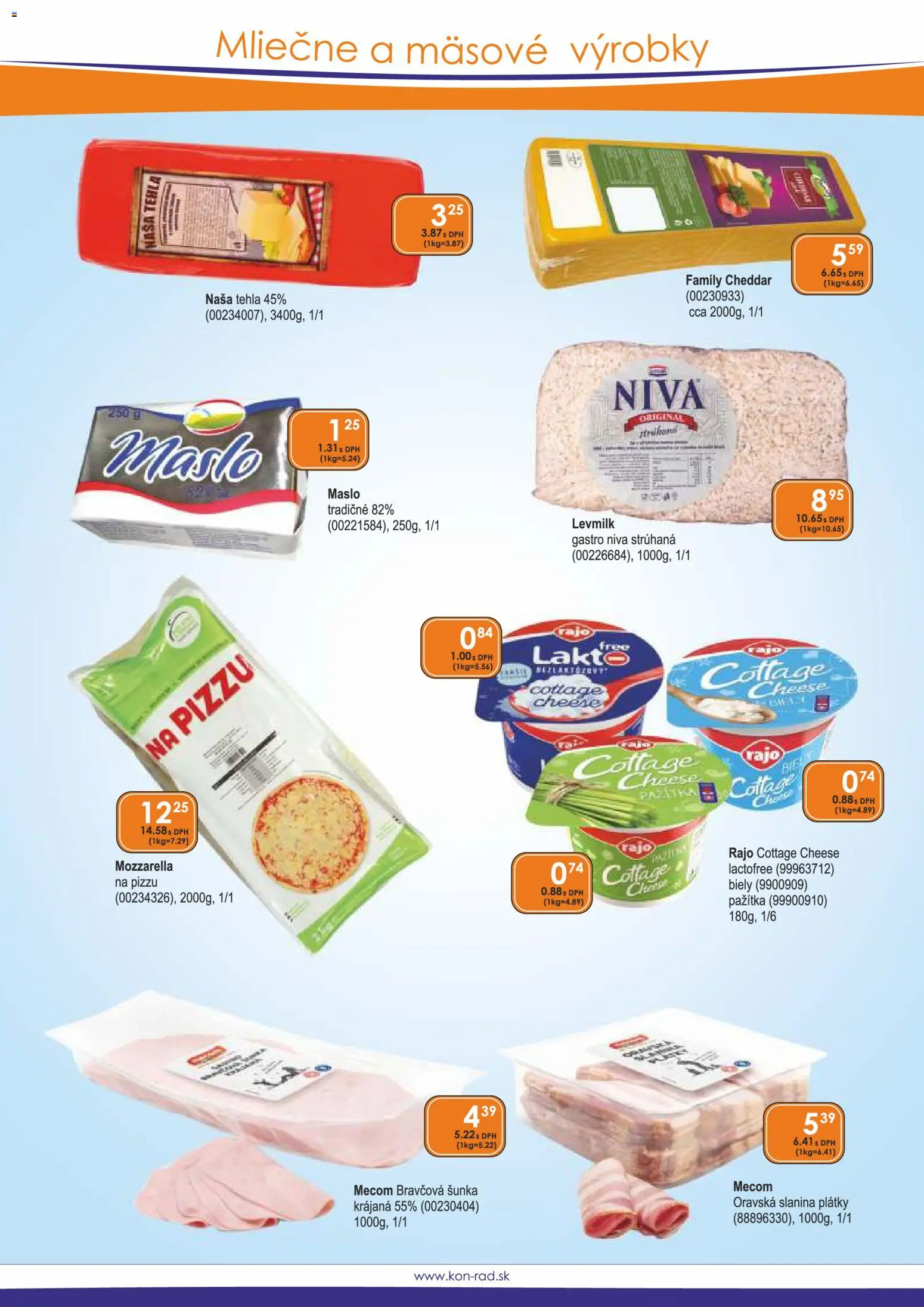 Nové KON - RAD akcie – leták je platný od 01.03.2026 | Strana: 32 | Produkty: Maslo, Pažítka, Šunka, Slanina