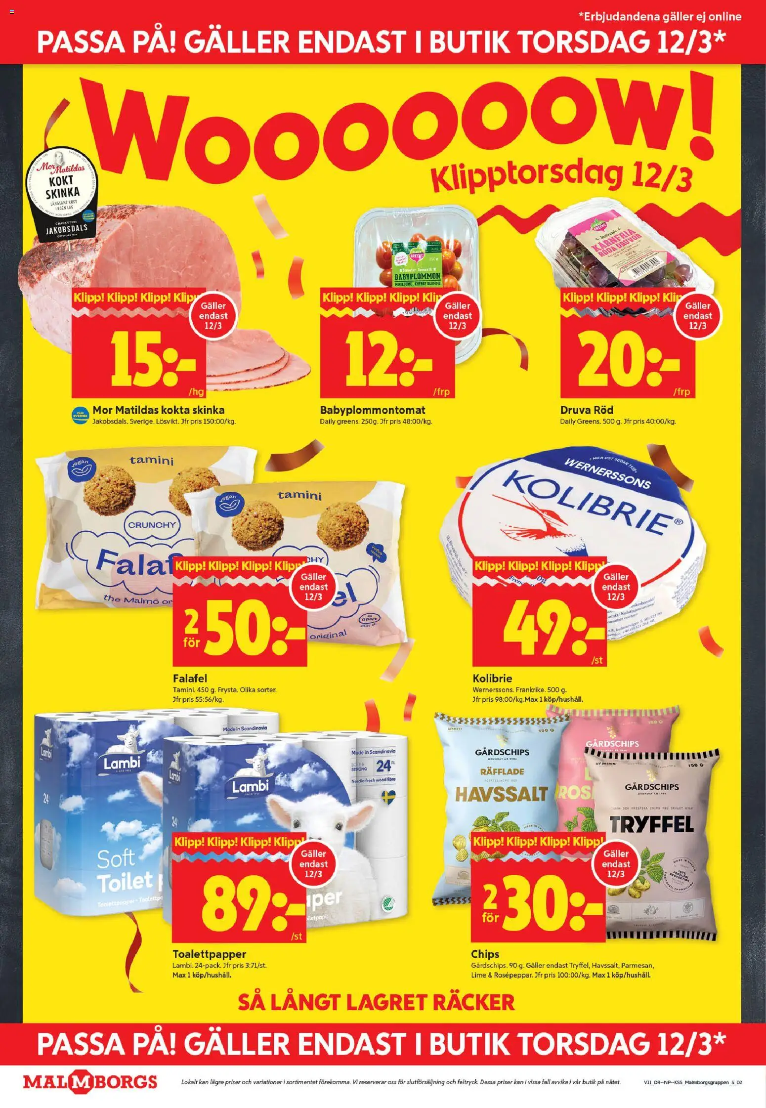 ICA Kvantum reklamblad aktuell från 09.03.2026 | Sida: 2 | Produkter: Babyplommontomat, Toalettpapper, Galler, Falafel