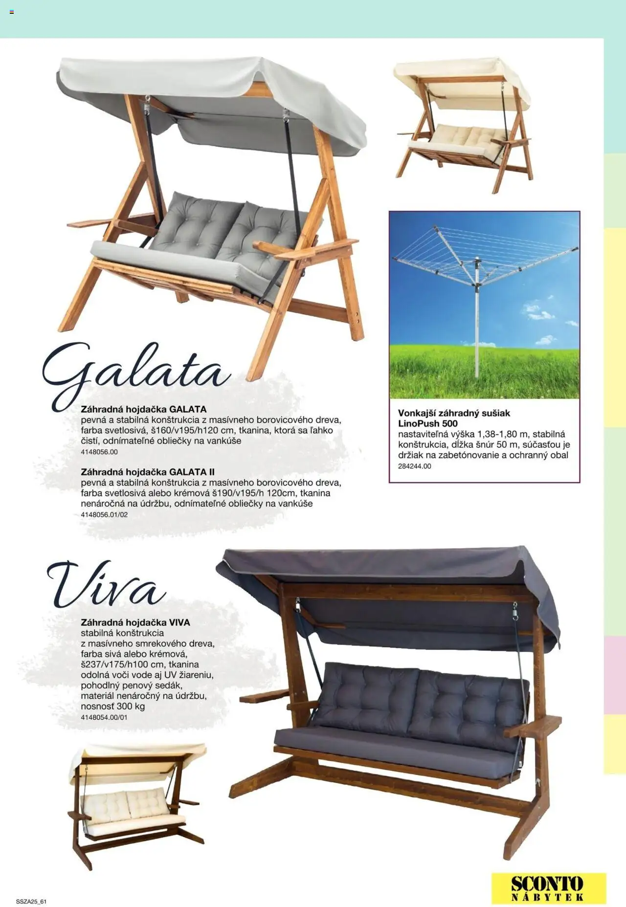 Nové Sconto nábytok akcie – leták je platný od 21.02.2025 | Strana: 61 | Produkty: Obliečky, Vankúše, Zahradná hojdačka, Hojdačka