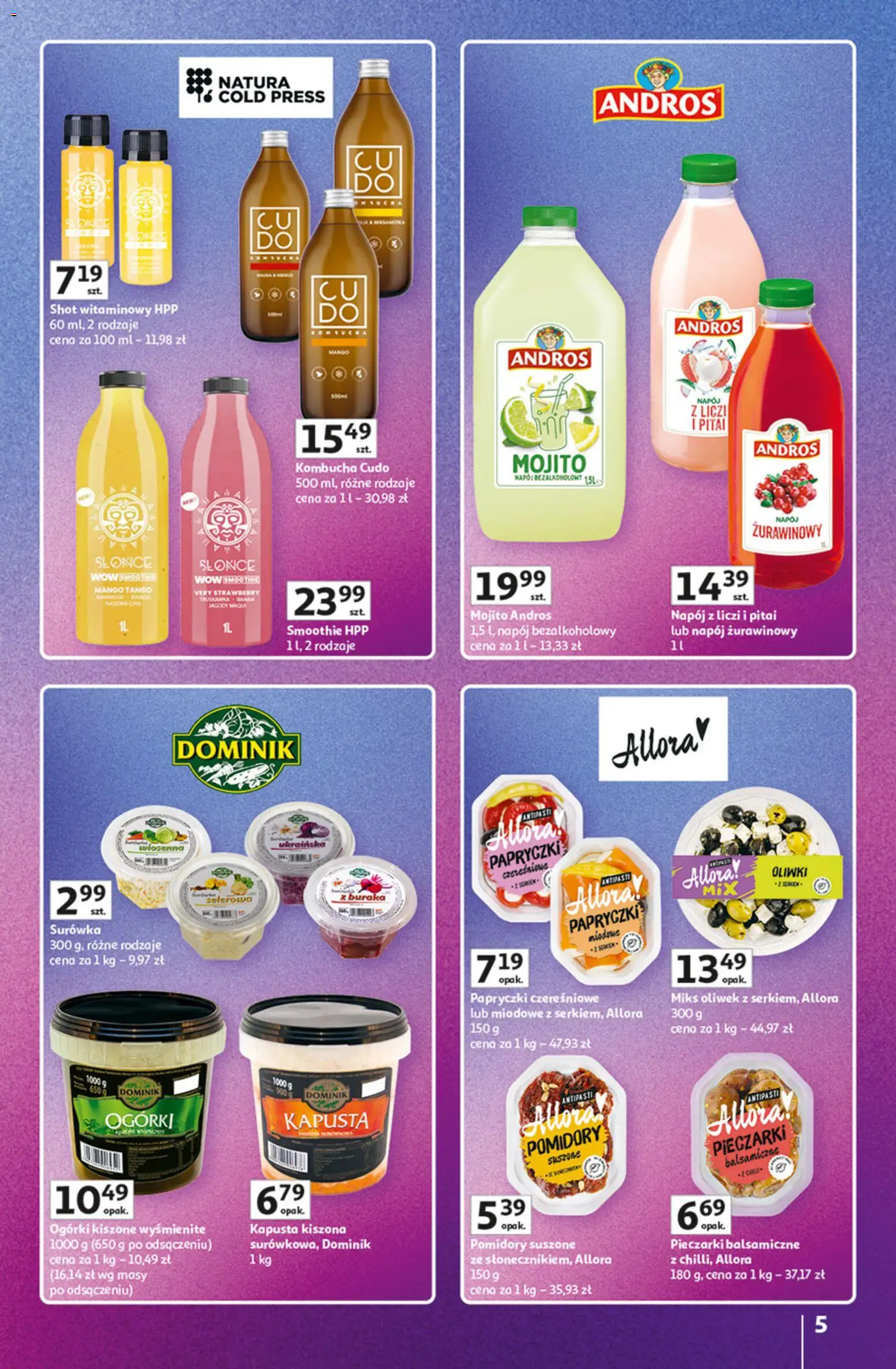 Auchan gazetka - Znane Marki Hipermarket od 23.04.2026 | Strona: 5 | Produkty: Kapusta, Pieczarki, Smoothie, Pomidory suszone
