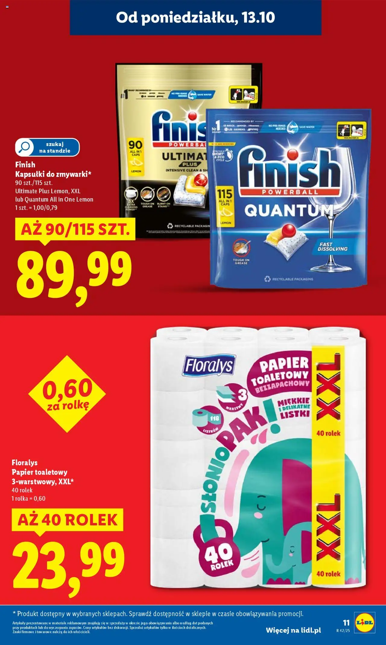 Lidl Gazetka od 13.10.2025 | Strona: 11 | Produkty: Papier toaletowy, Finish