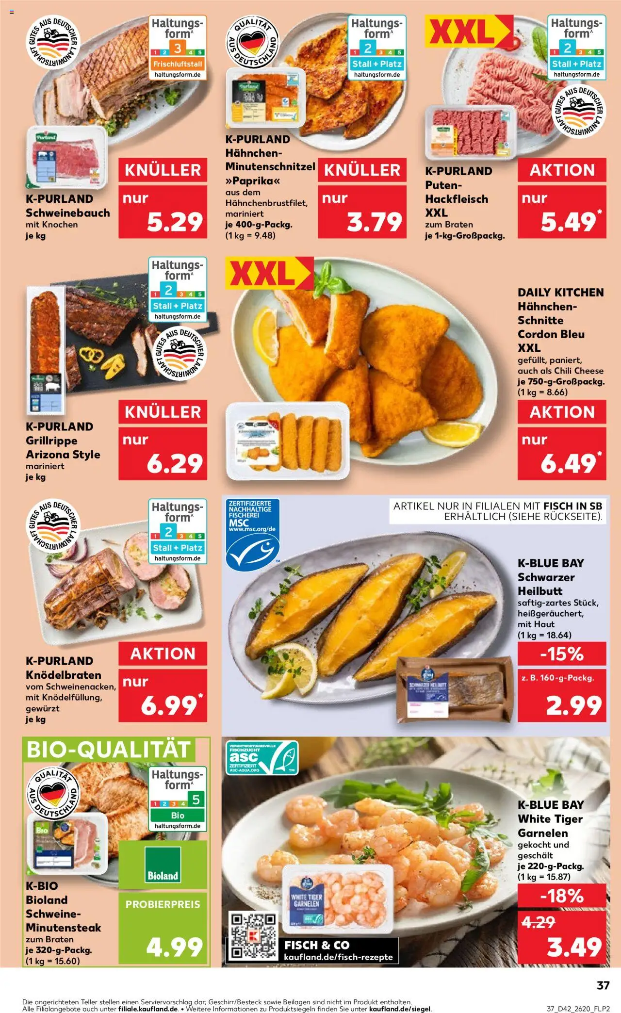 Kaufland prospekt Zeitz	 – gültig ab 19.10.2025 | Seite: 37 | Produkte: Hahnchen, Garnelen, Steak, Hackfleisch