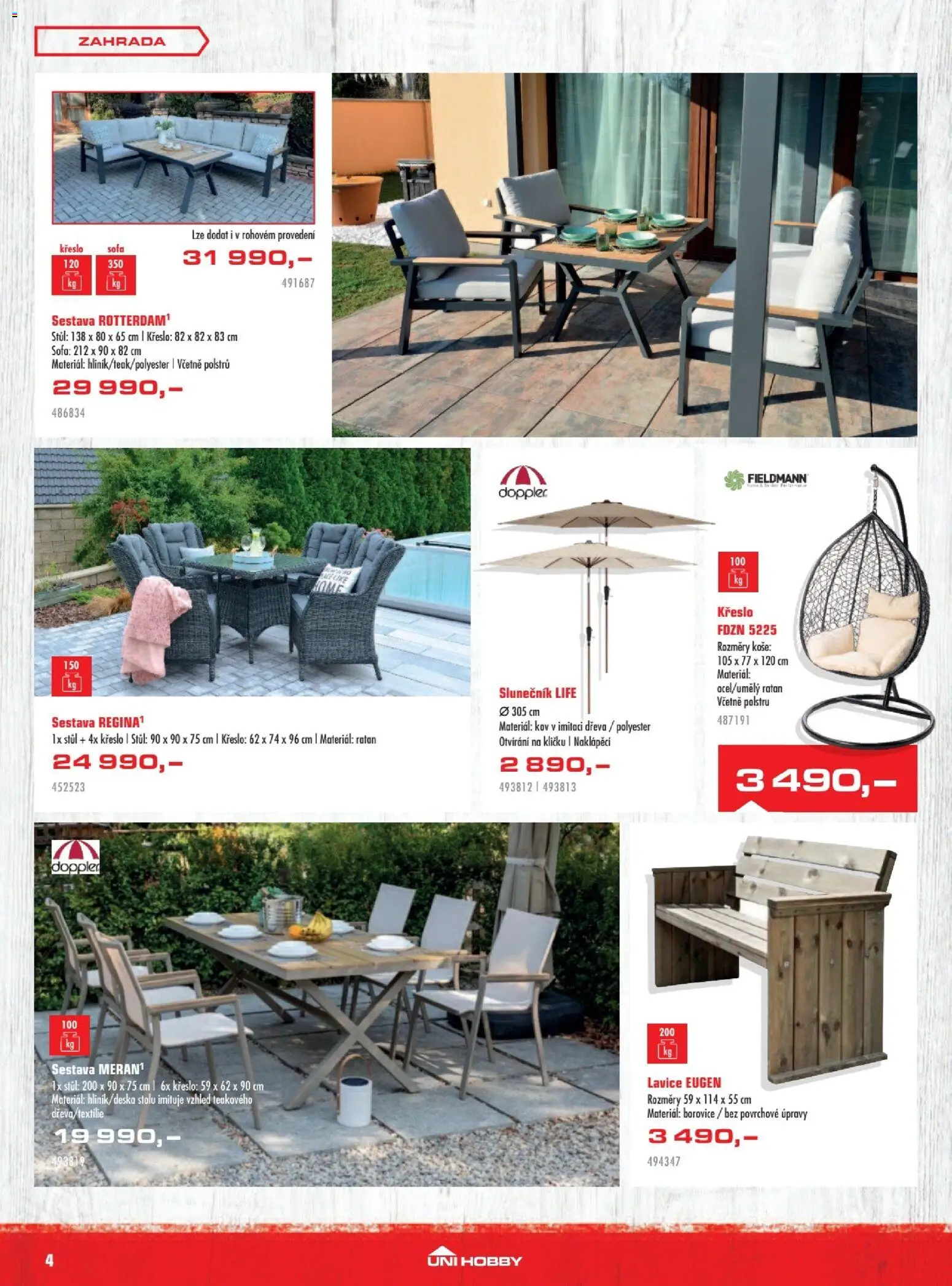 Uni Hobby leták od 30.04.2026 | Strana: 4 | Produkty: Zahrada, Stůl, Lavice, Slunečník