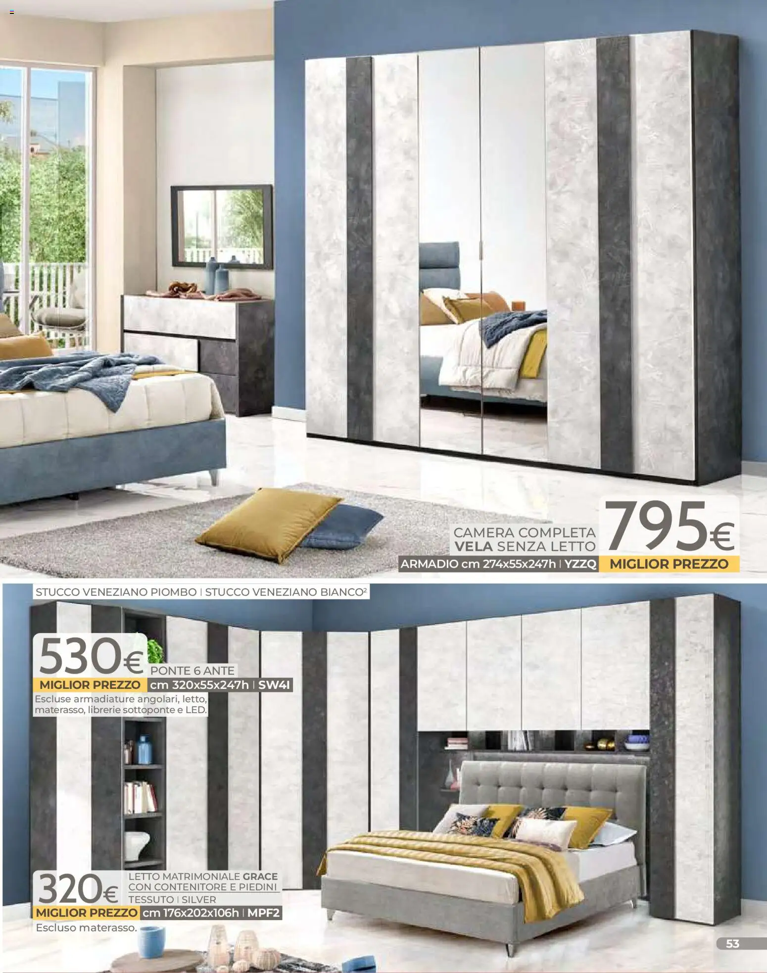 Volantino Mondo Convenienza del 01.01.2026 | Pagina: 55 | Prodotti: Letto matrimoniale, Stucco, Contenitore, Armadio