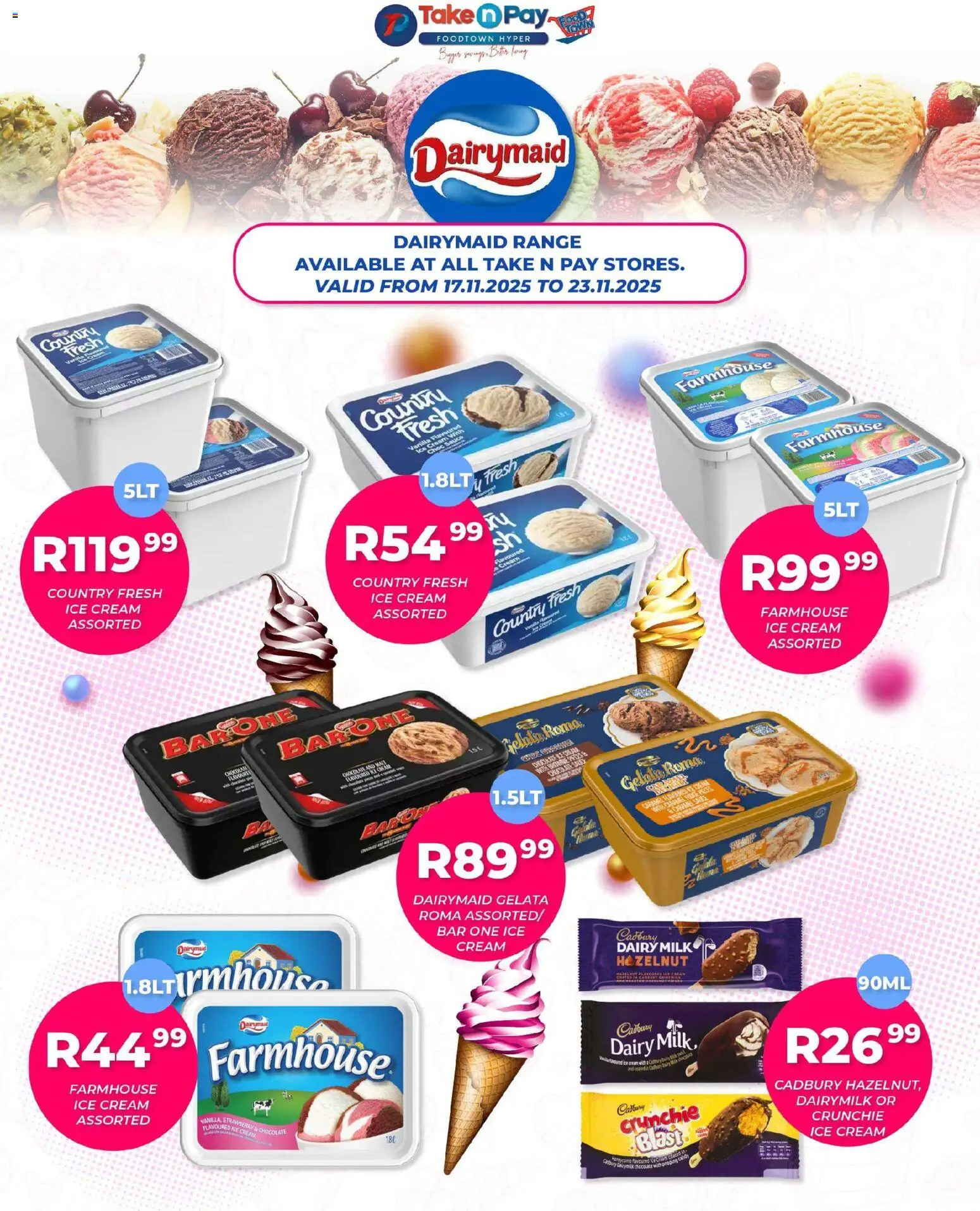 New Take n Pay catalogue – valid from 17.11.2025 | Page: 18 | Products: Milk, Cream, Ice cream, Sauce