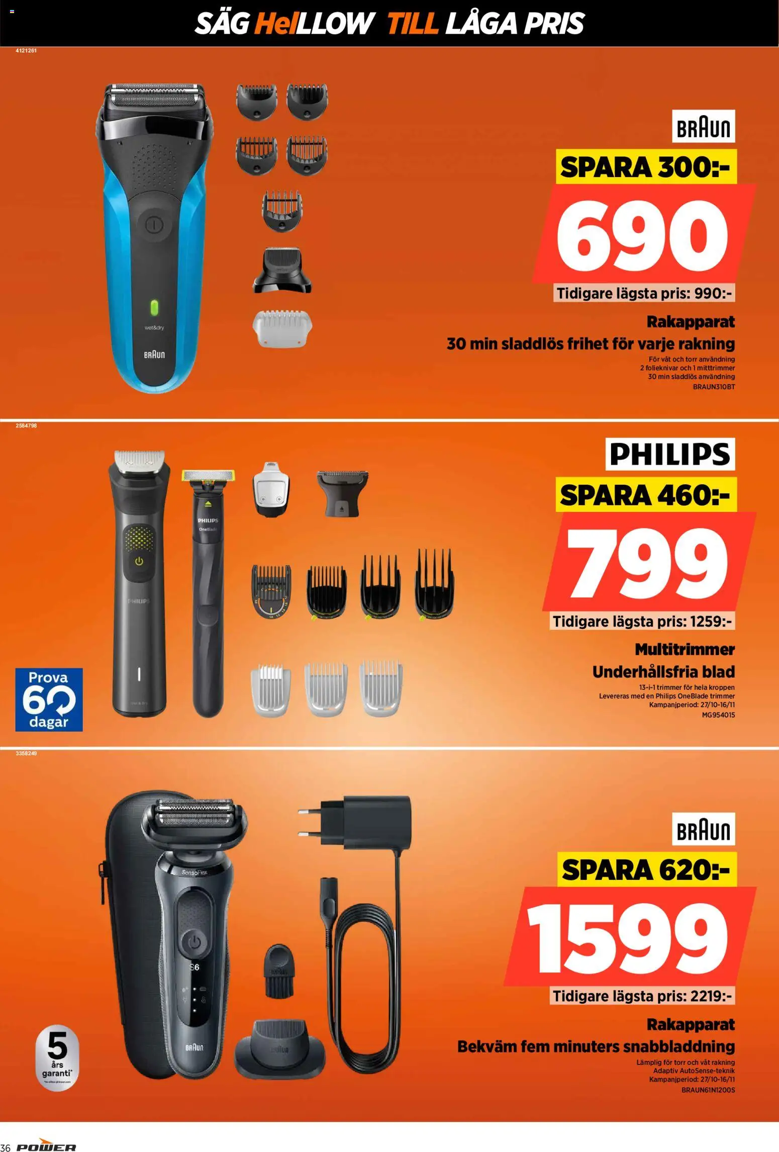 Power reklamblad aktuell från 27.10.2025 | Sida: 36 | Produkter: Rakapparat, Trimmer, Såg