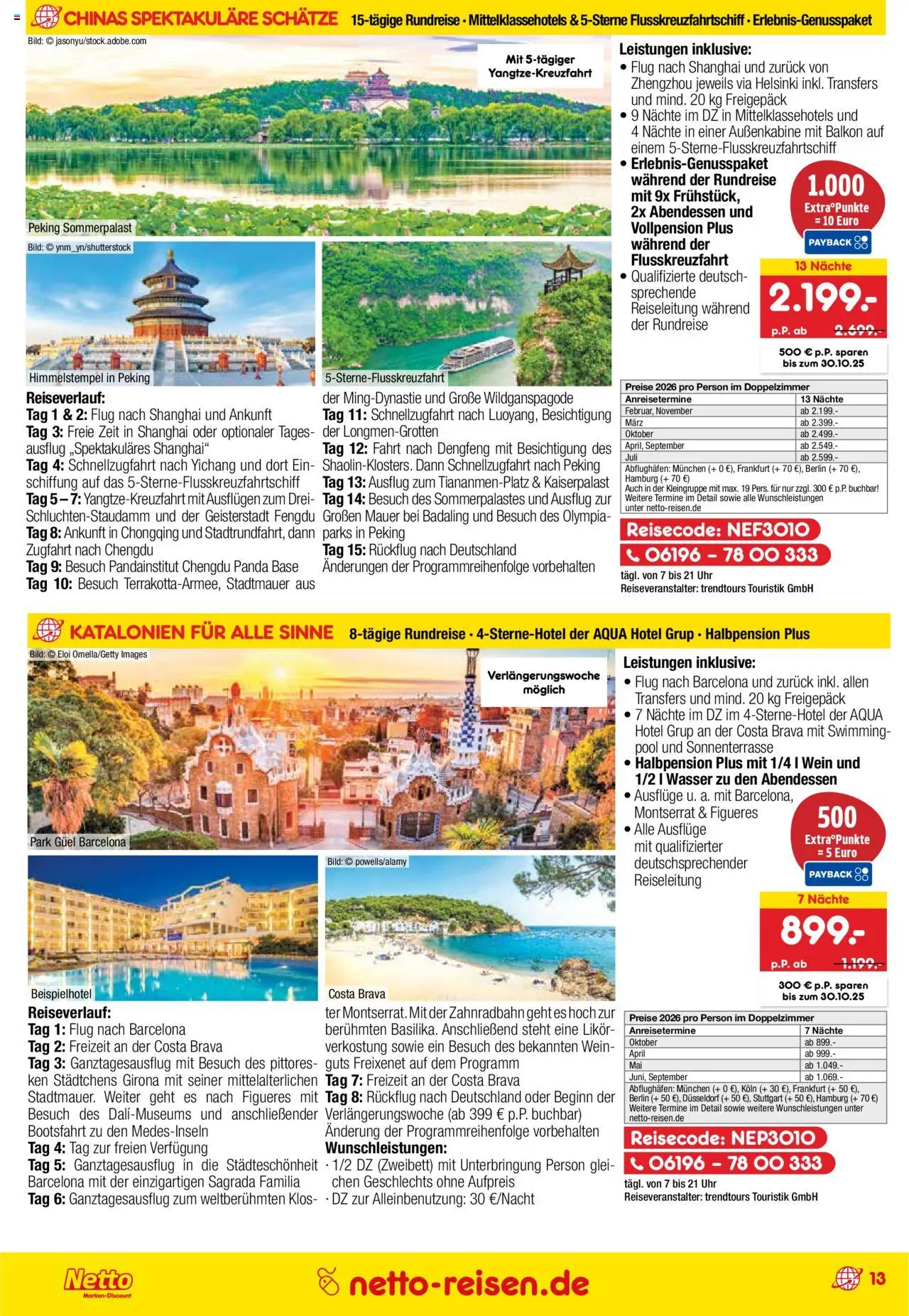Netto Reisen Prospekt 	 – gültig ab 29.09.2025 | Seite: 13 | Produkte: Freixenet, Likör, Wasser, Uhr