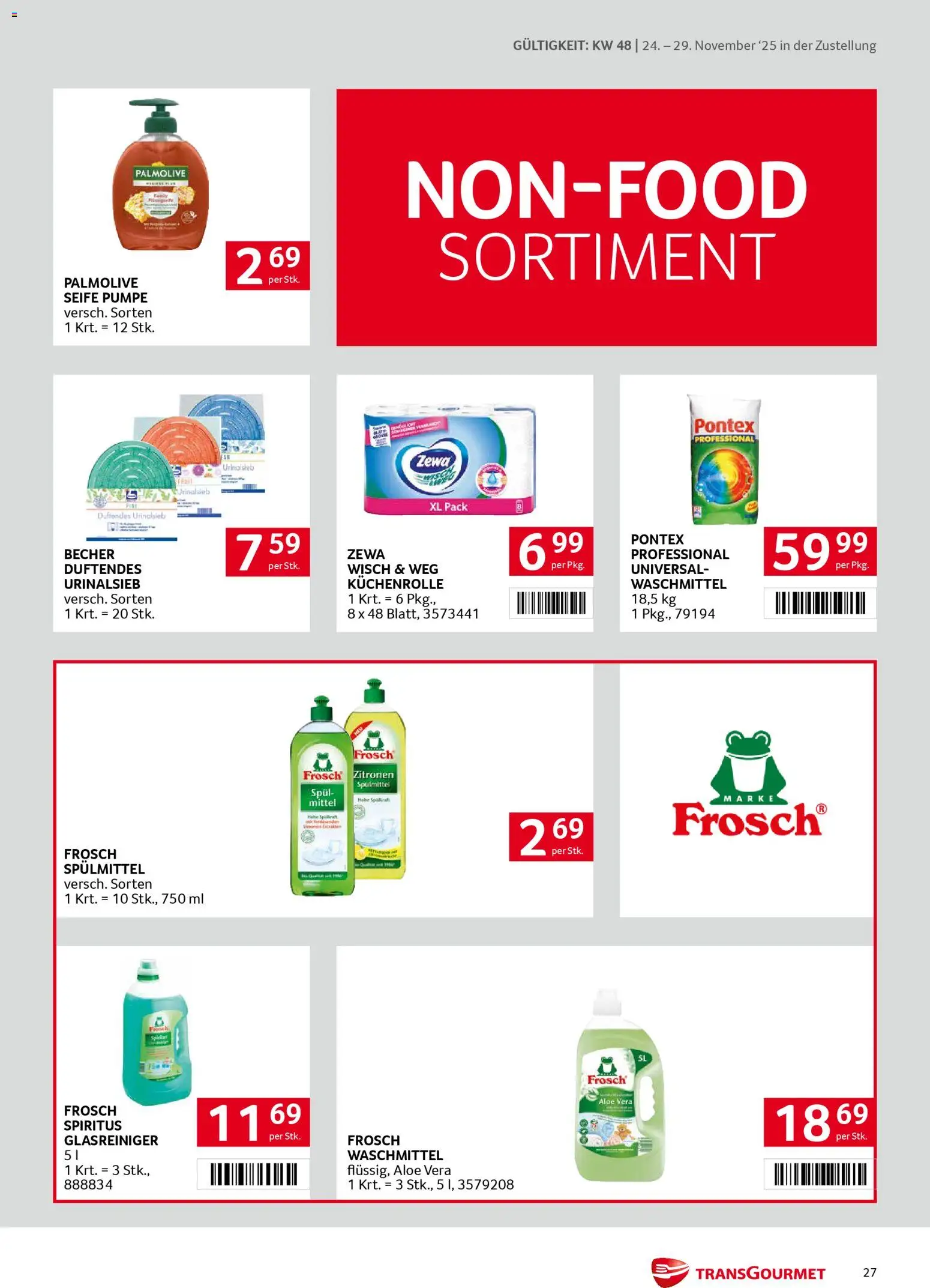 Transgourmet Zustellaktion gültig ab 24.11.2025 | Seite: 27 | Produkte: Seife, Waschmittel
