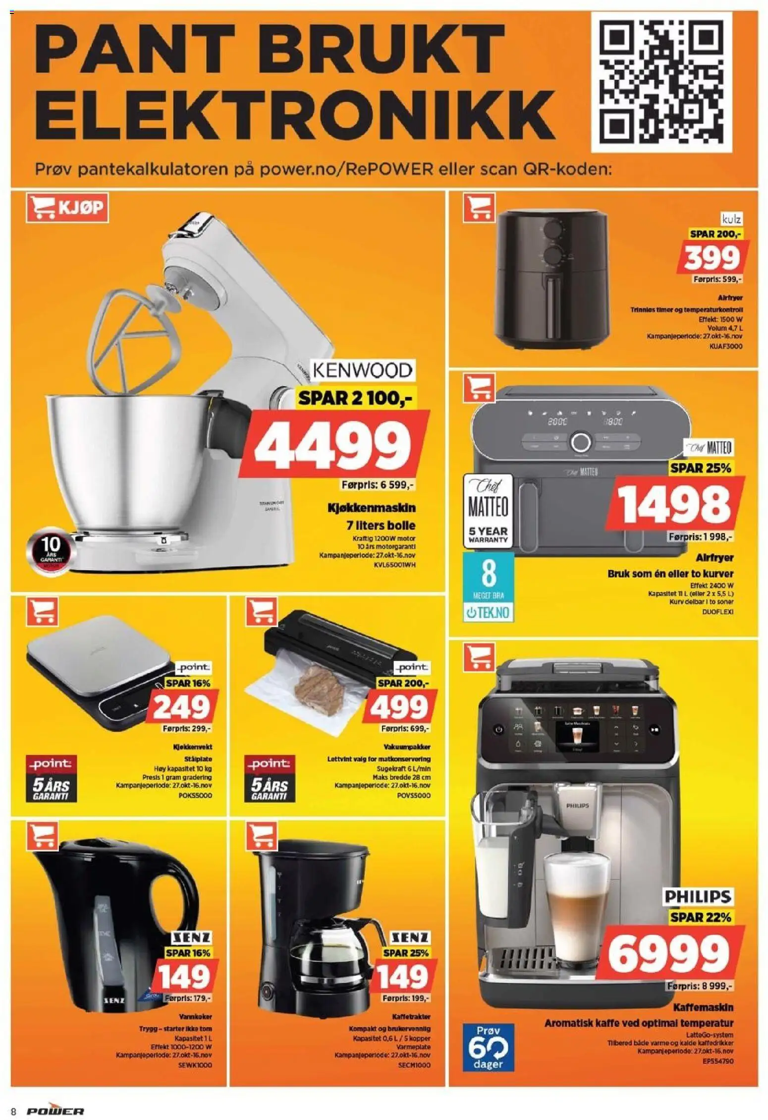 {H1} | Side: 8 | Produkter: Kaffetrakter, Kjøkkenvekt, Airfryer, Kurv