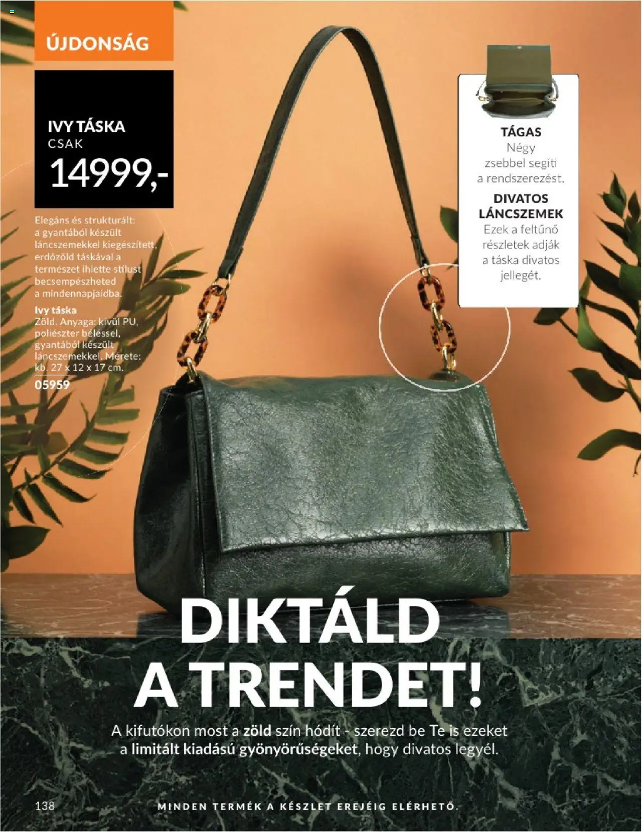 Avon akciós ujság - amely érvényes a következő dátumtól: 01.07.2025 | Oldal: 138 | Termékek: Táska