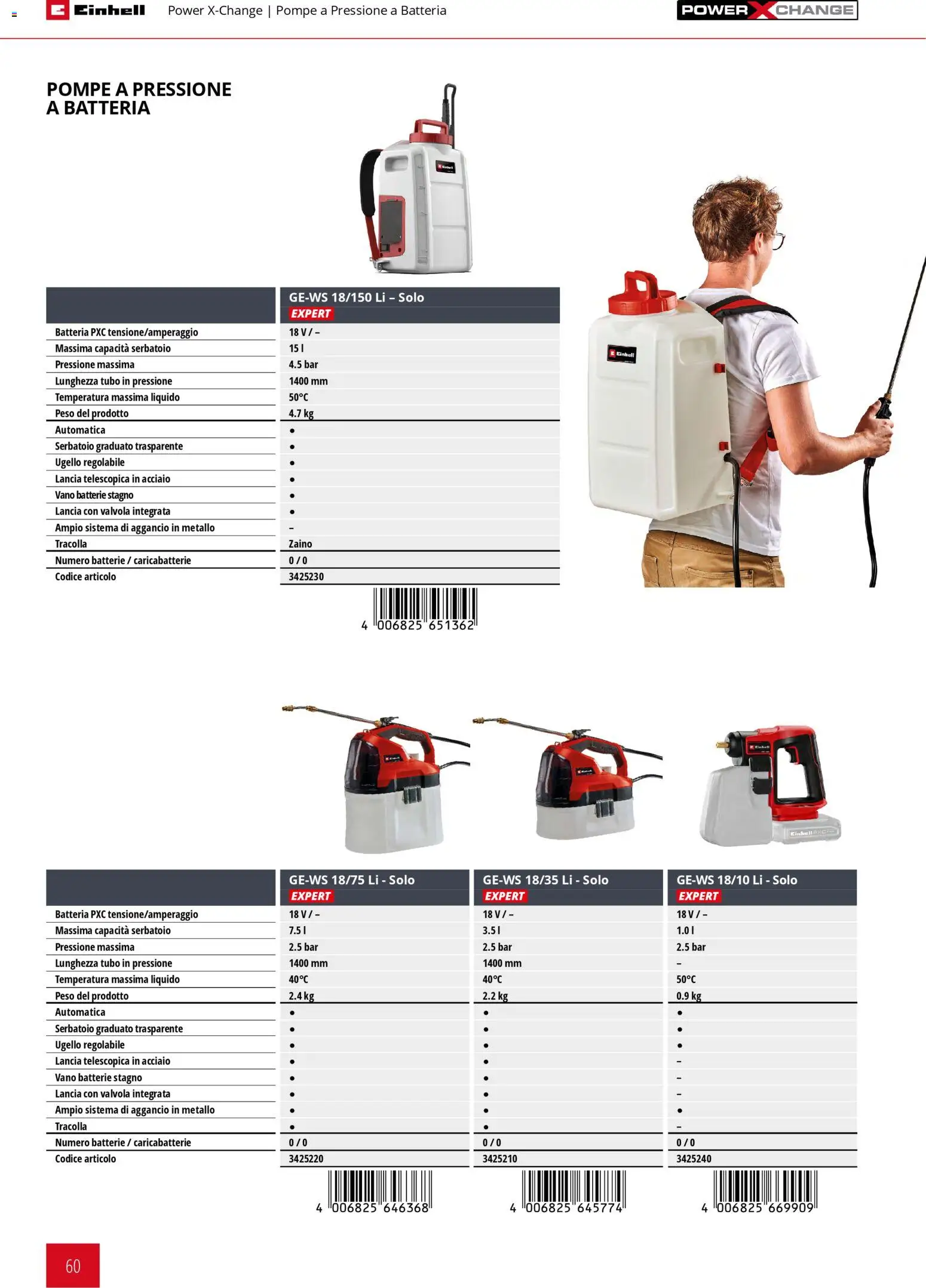 Volantino Einhell del 17.03.2026 | Pagina: 62 | Prodotti: Zaino, Tubo, Batterie, Caricabatterie