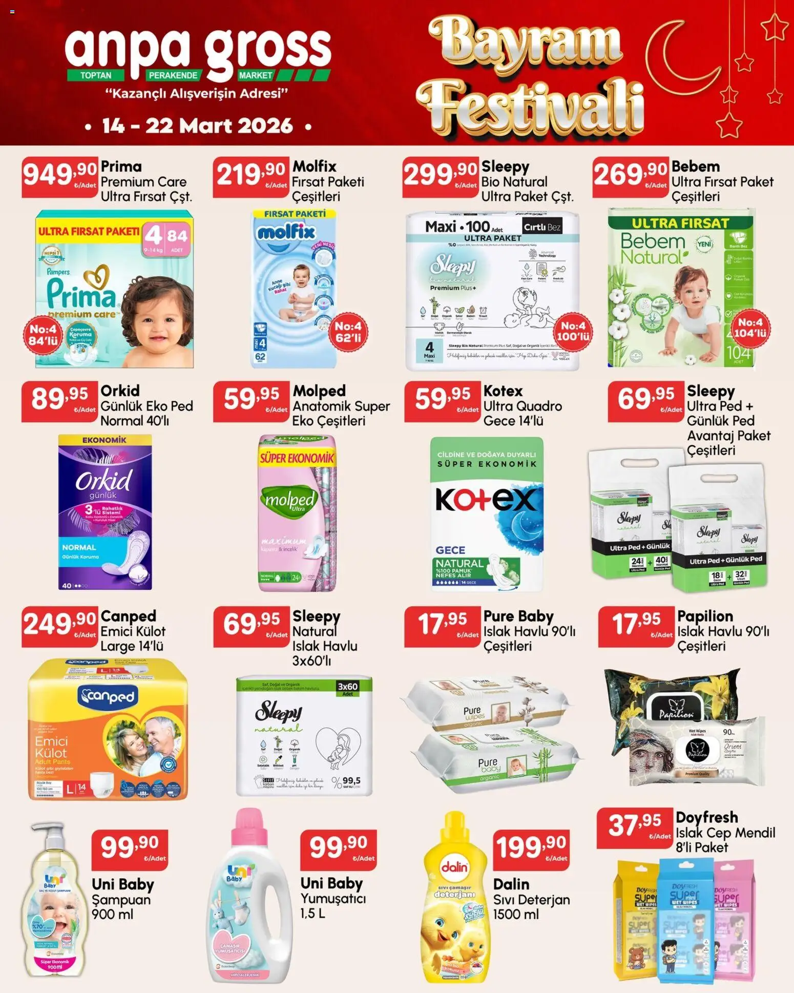 Anpa Gross Katalog - 14.03.2026 tarihinden itibaren geçerlidir | Sayfa: 22 | Ürünler: Mendil, Şampuan, Yumuşatıcı, Külot