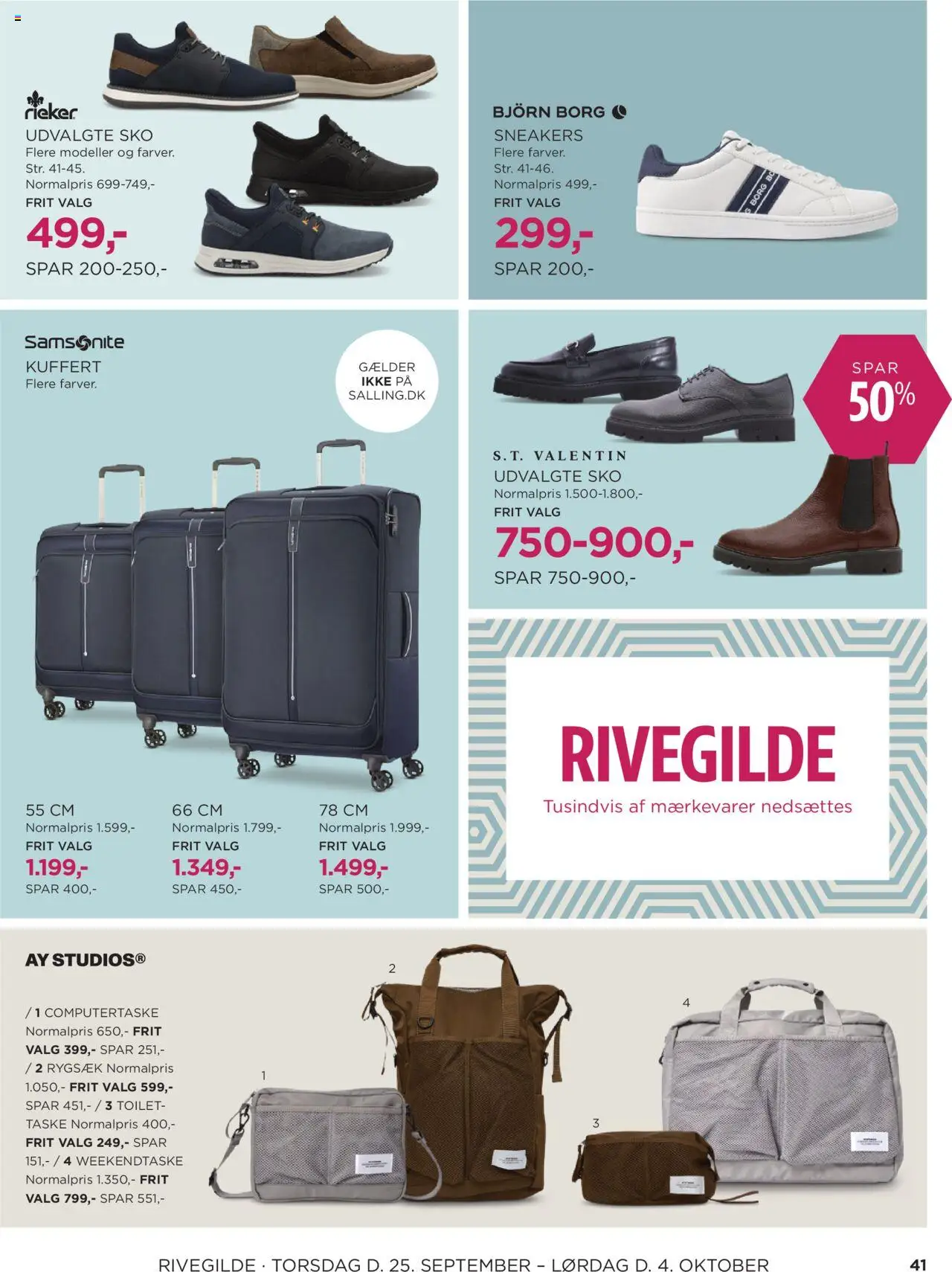 Salling tilbudsavis – gyldig fra 25.09.2025 | Side: 41 | Produkter: Taske, Sneakers, Rygsæk, Sko