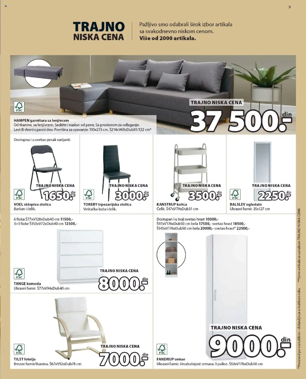 Jysk katalog - važi od 13.08.2025 | Strana: 9 | Proizvode: Komoda, Stolica, Ormar, Ogledalo