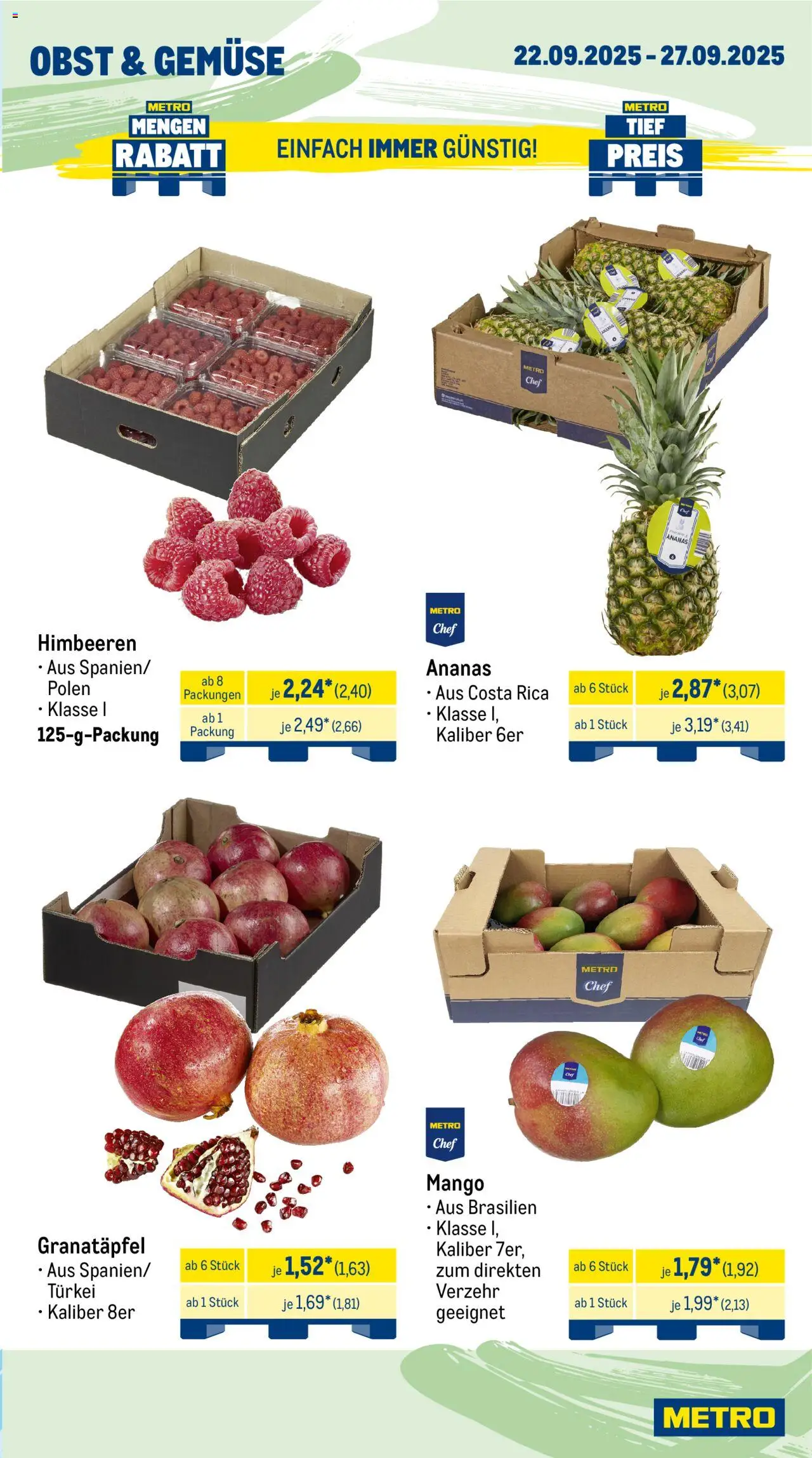 Metro Prospekt 	 – gültig ab 22.09.2025 | Seite: 7 | Produkte: Ananas, Gemüse, Obst, Mango