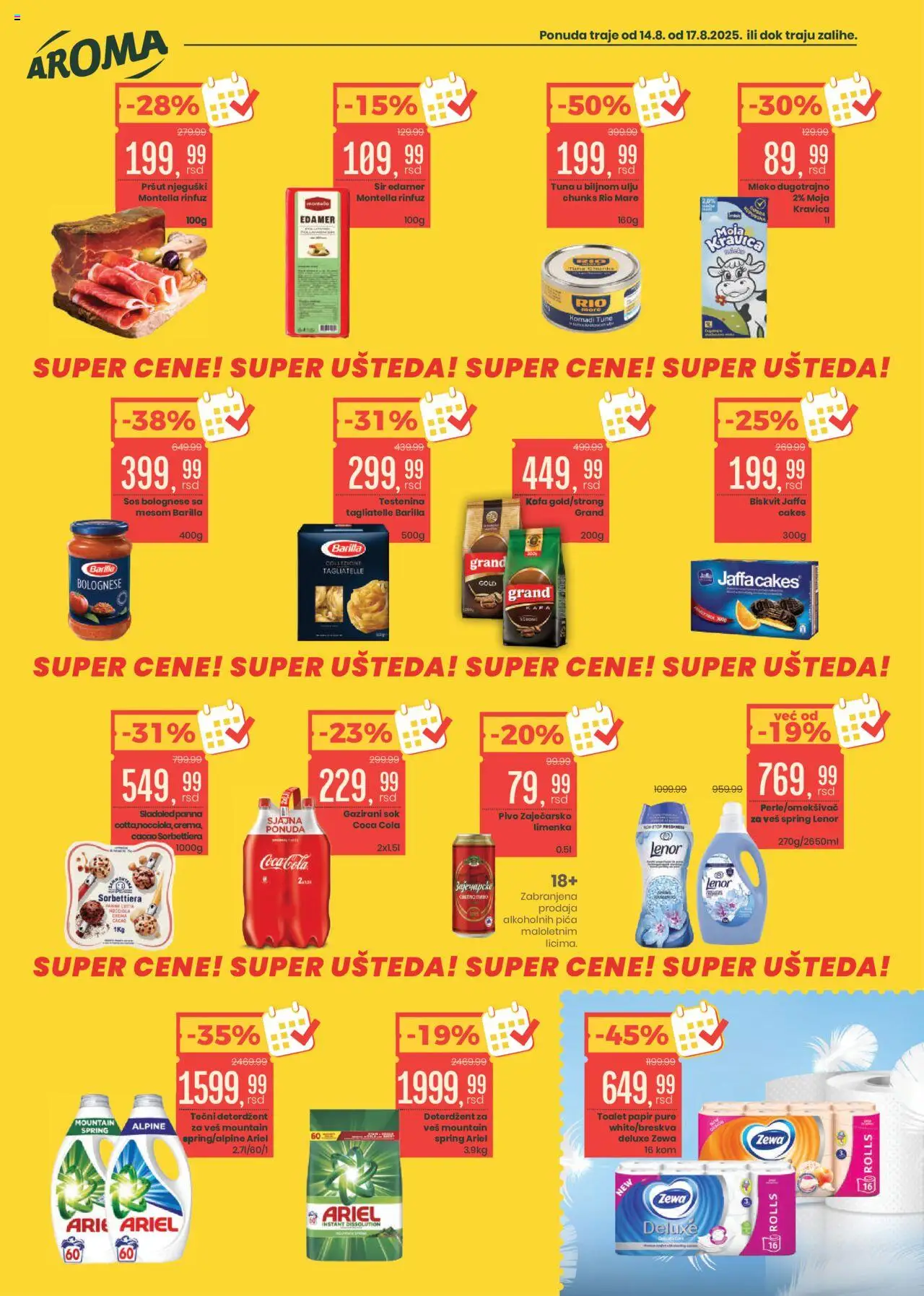 Aroma Market katalog - važi od 14.08.2025 | Strana: 2 | Proizvode: Pršut, Mleko, Sos, Sok