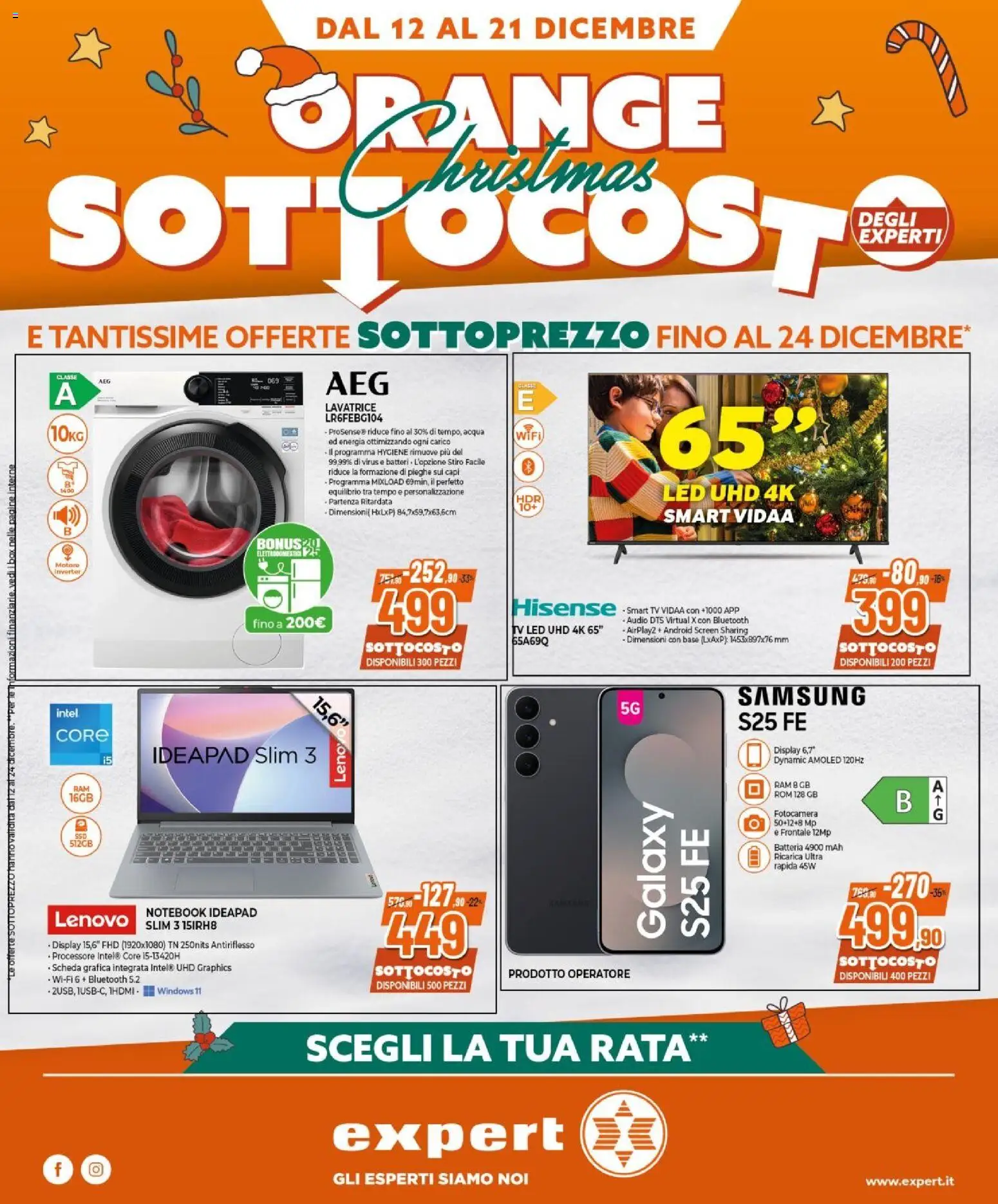 Volantino Expert del 12.12.2025 | Pagina: 1 | Prodotti: smart TV, Lavatrice, TV, Fotocamera