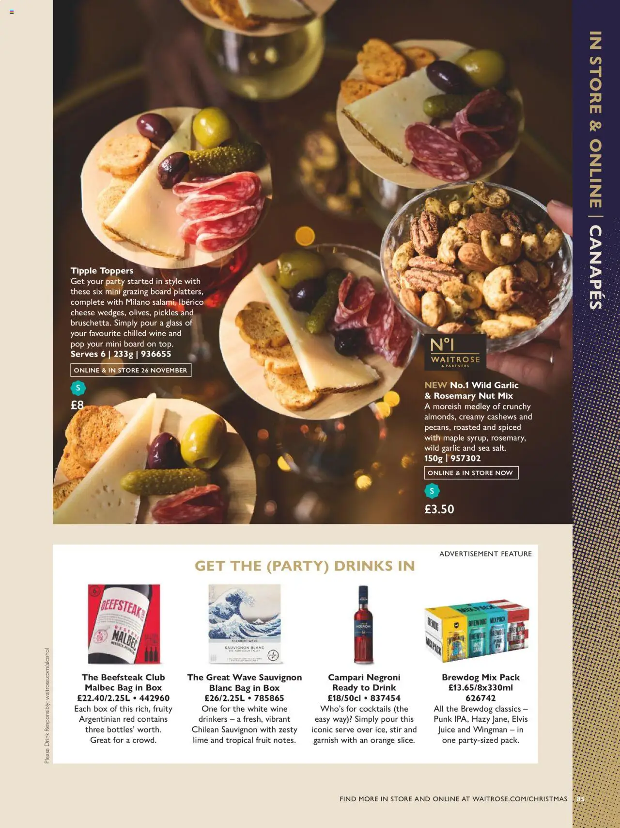 {H1} | Page: 85 | Products: Cheese, Juice, Bag, White wine