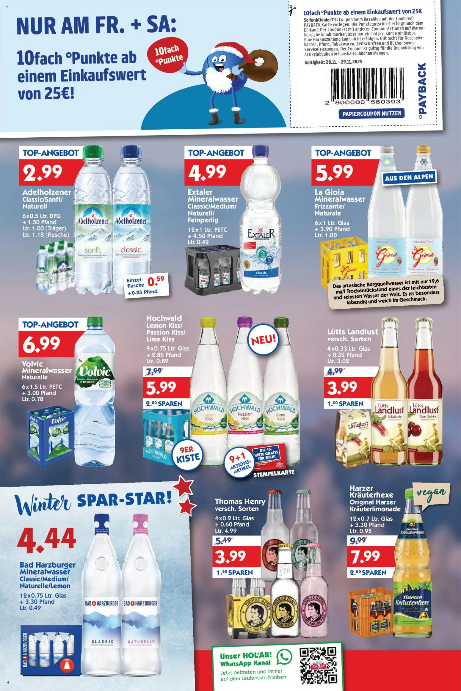 HOL’AB! Prospekt 	 – gültig ab 24.11.2025 | Seite: 4 | Produkte: Bad, Adelholzener, Mineralwasser, Volvic