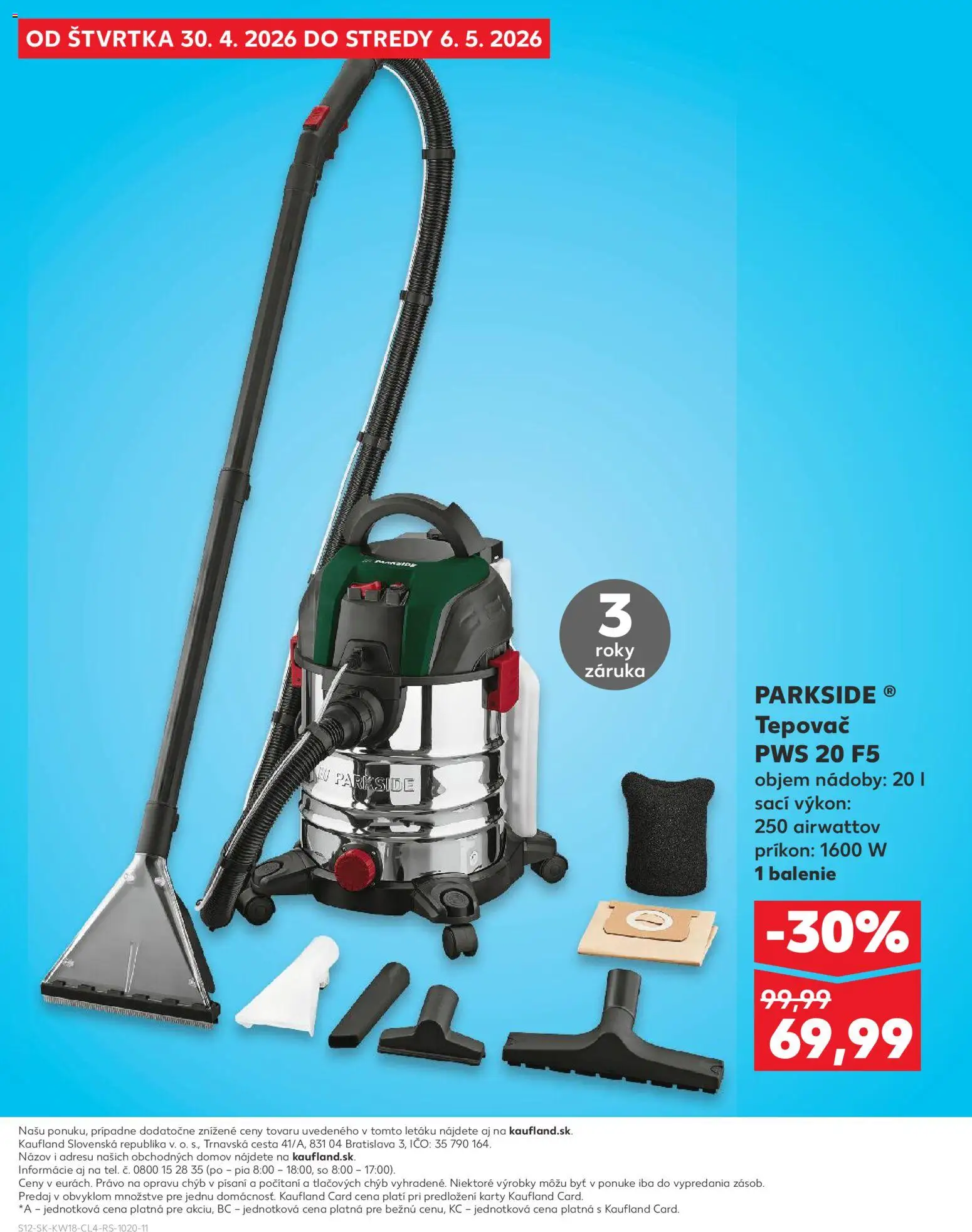 Kaufland SK akciós ujság - amely érvényes a következő dátumtól: 30.04.2026 | Oldal: 12 | Termékek: Parkside, Só