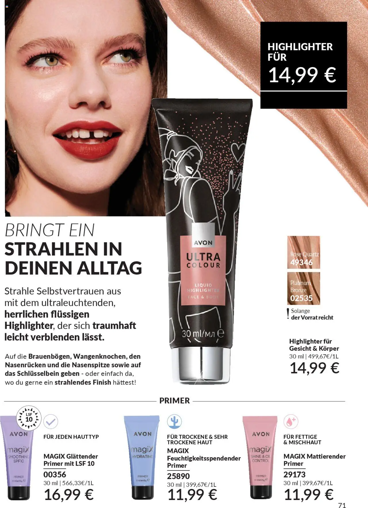 AVON Katalog Oktober 2025 – gültig ab 01.10.2025 | Seite: 73 | Produkte: Finish, Highlighter, Primer