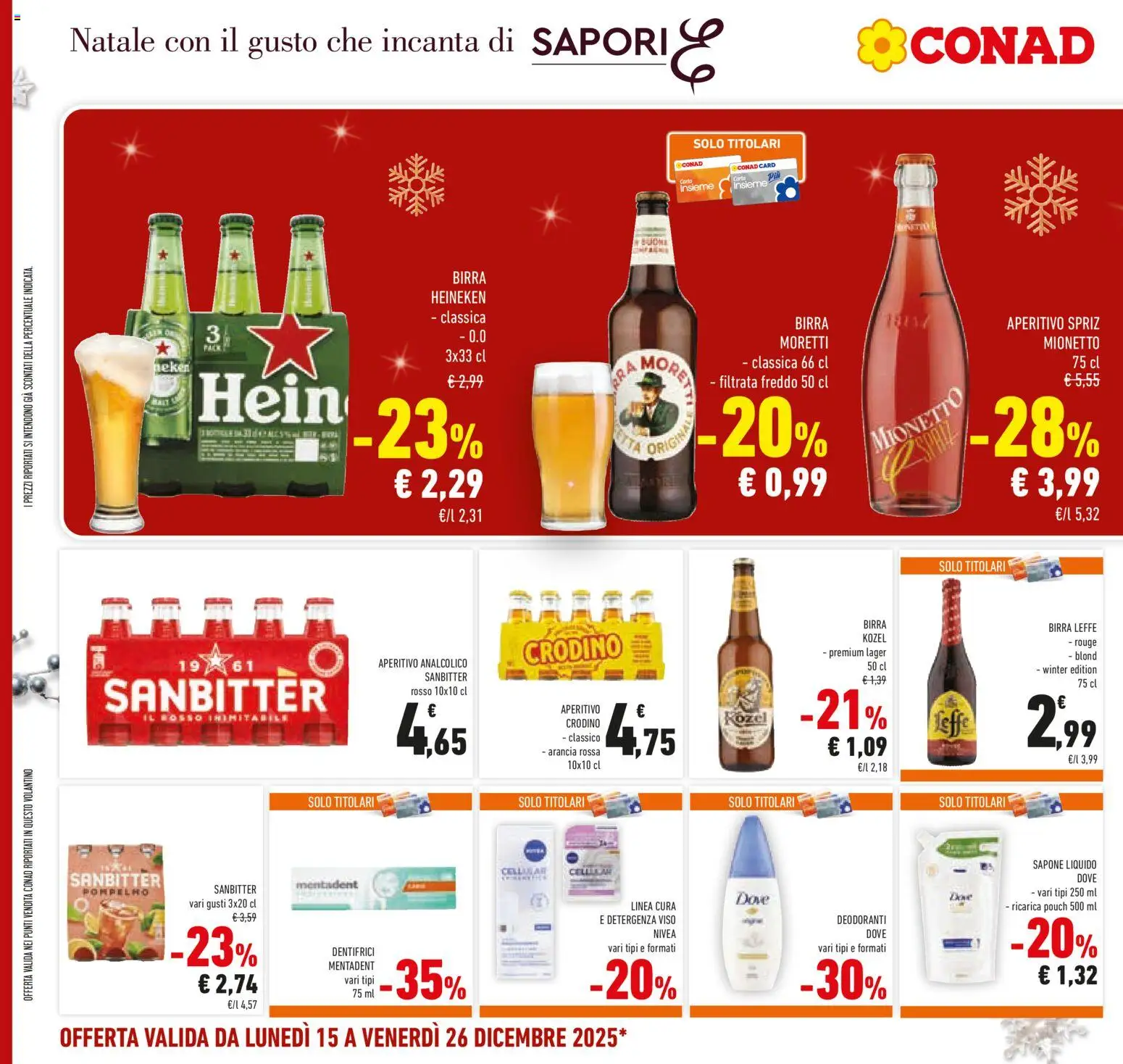 Volantino Conad del 15.12.2025 | Pagina: 40 | Prodotti: Sapone, Birra, Birra Moretti, Arancia