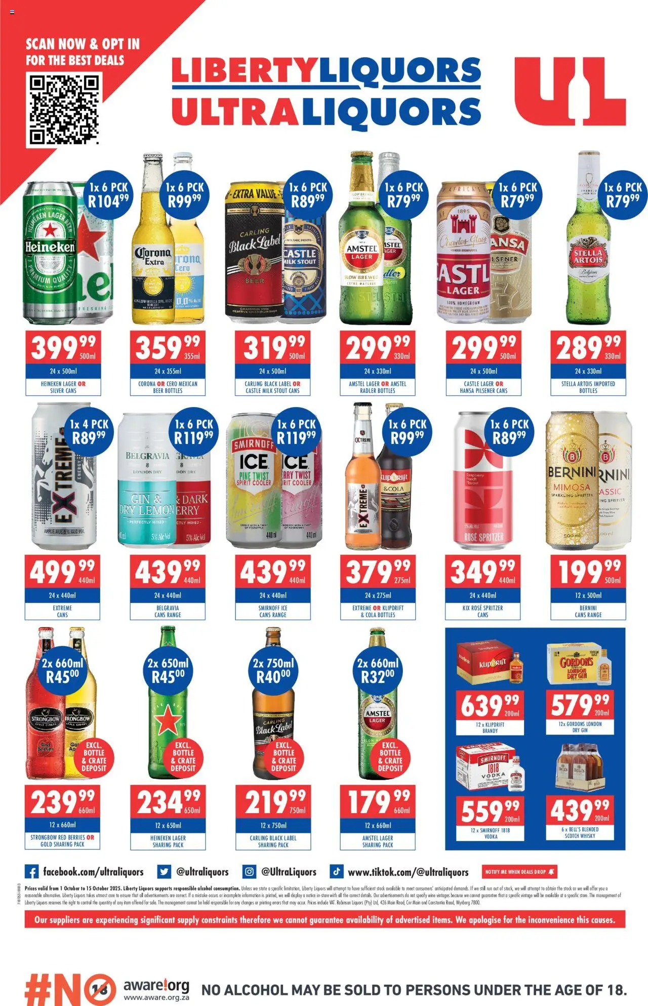 New Ultra Liquors catalogue – valid from 01.10.2025 | Page: 4 | Products: Crate, Milk, Beer, Stock