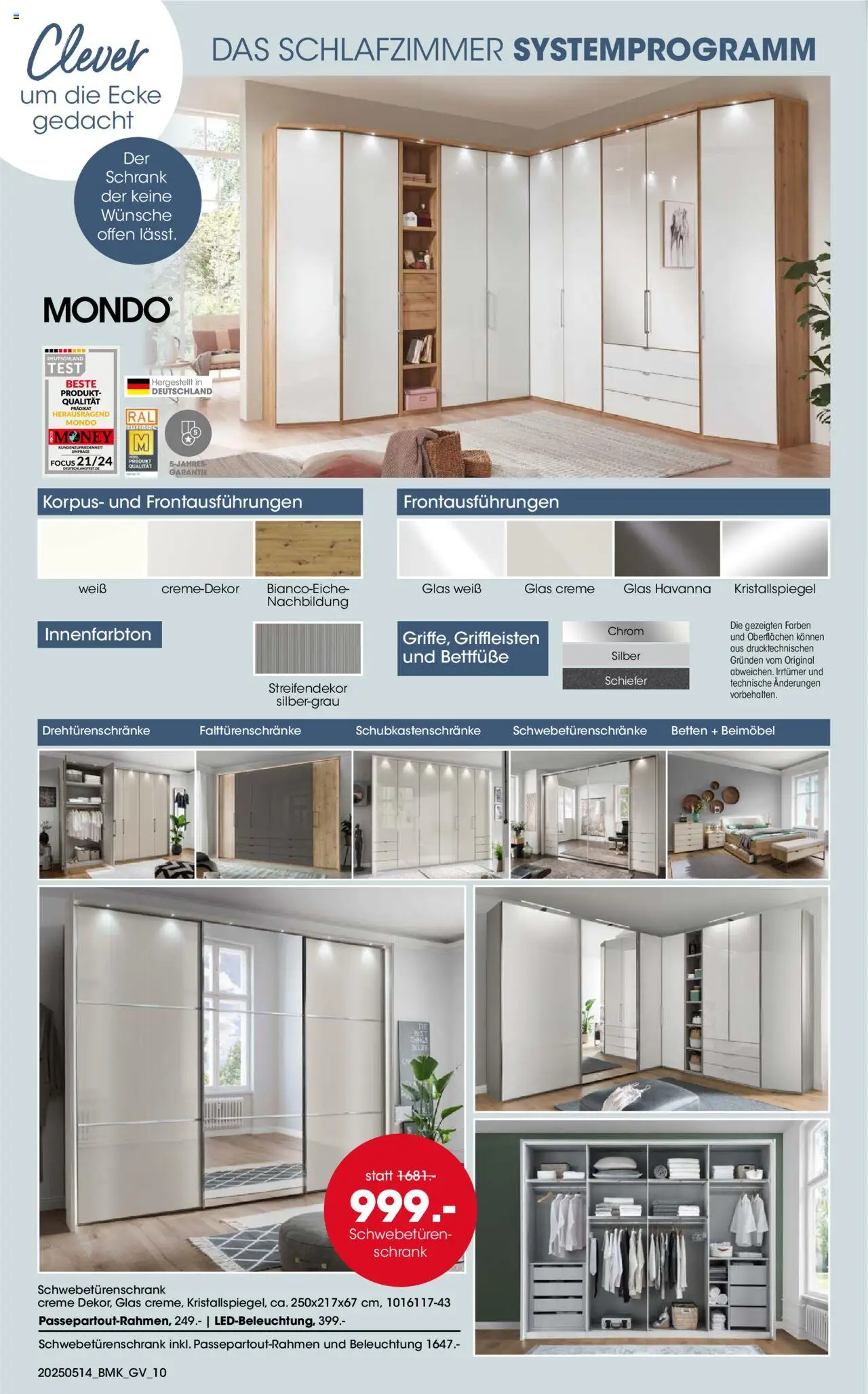 Möbel Martin Prospekt 	 - gültig ab dem 14.05.2025 | Seite: 10 | Produkte: Schwebetürenschrank, Schrank, Creme