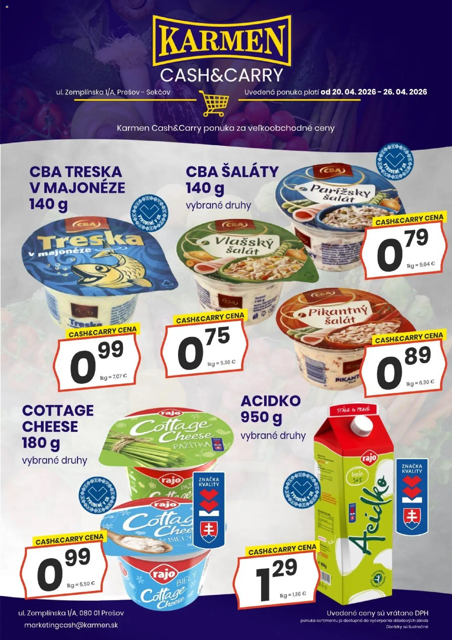 Nové KARMEN CBA akcie – leták je platný od 20.04.2026 | Strana: 9 | Produkty: Pažítka, Šalát, Acidko, Treska