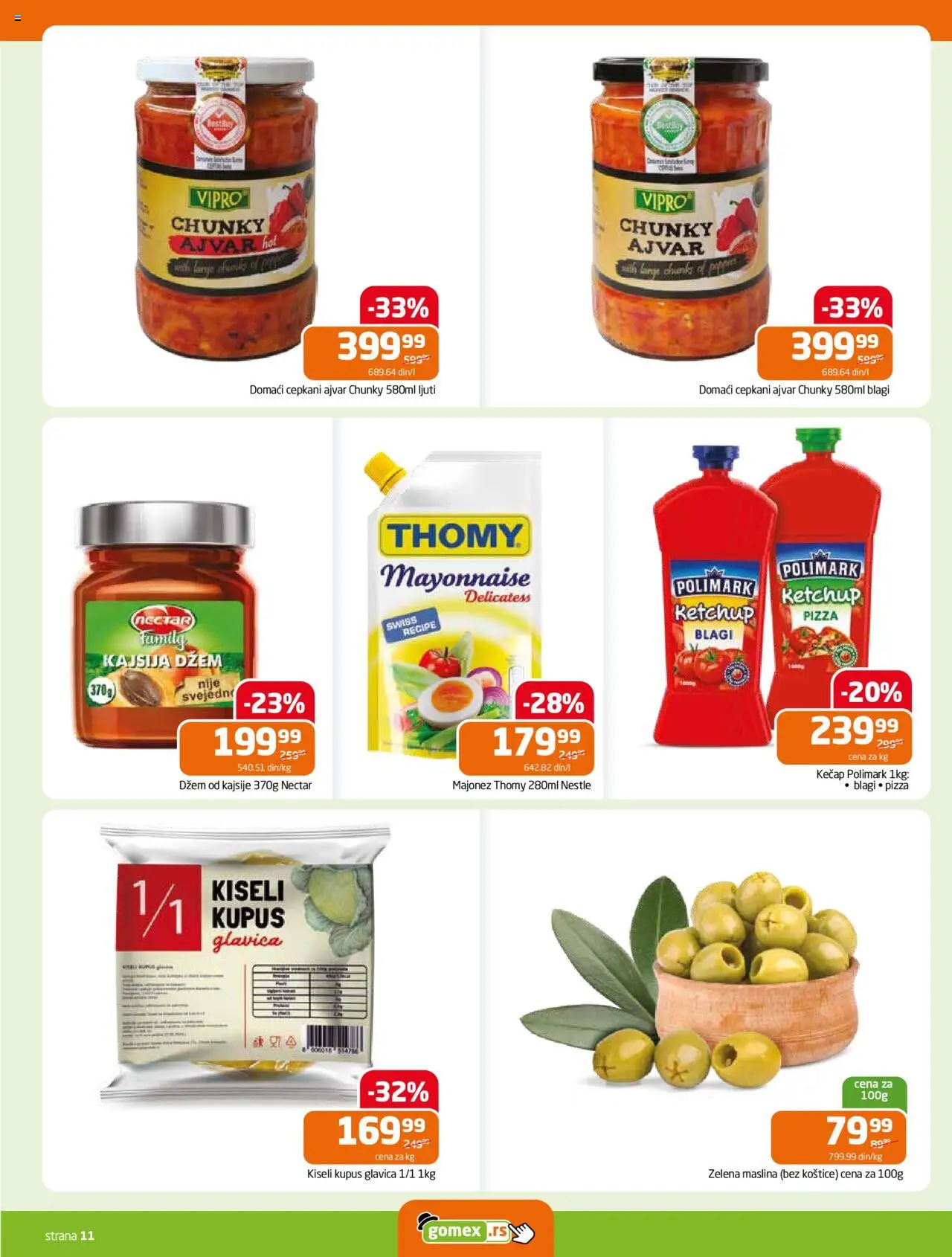 Gomex katalog - važi od 04.06.2025 | Strana: 11 | Proizvode: Majonez, Dzem, Kiseli kupus, Kupus