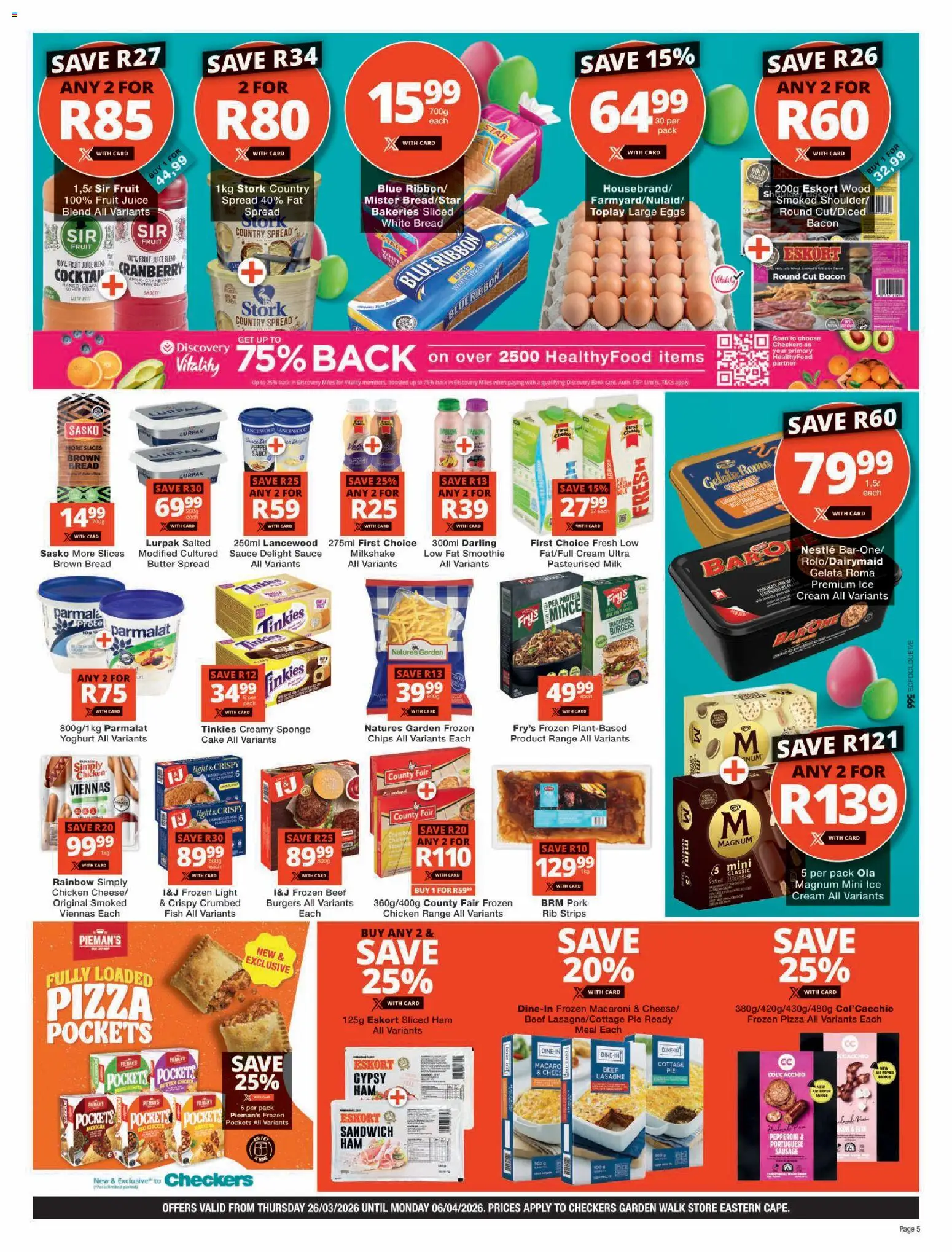 New Checkers catalogue – valid from 26.03.2026 | Page: 5 | Products: Cake, Cream, Fruit, Fry's