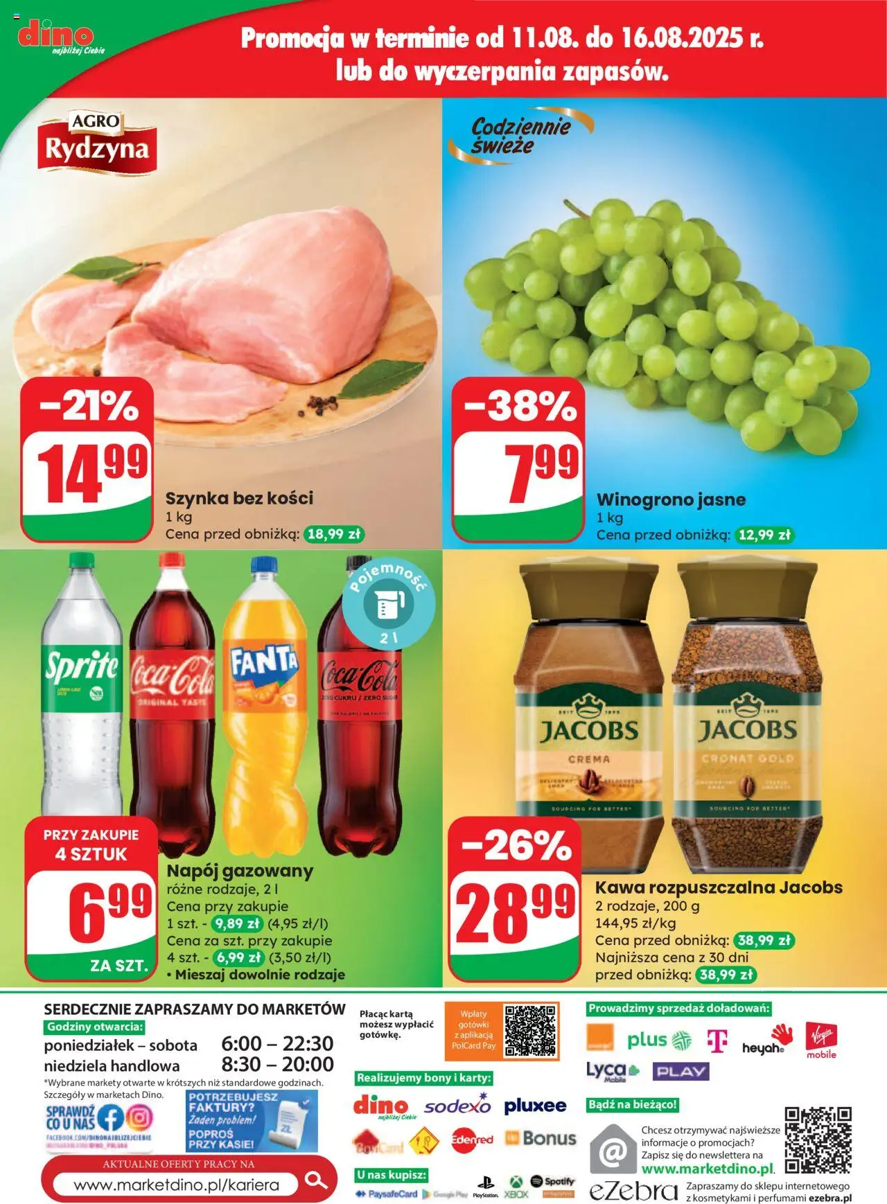 Dino Gazetka od 13.08.2025 | Strona: 78 | Produkty: Winogrono, Por, Szynka, Kawa
